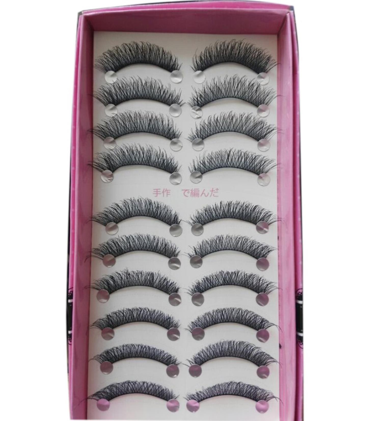 Bluelans 10 Pairs Long Cross False Eyelashes - Thick Black Fake Eyelashes for Stunning Eyes | International Shipping Available - Buy Online on SooperMarket.com