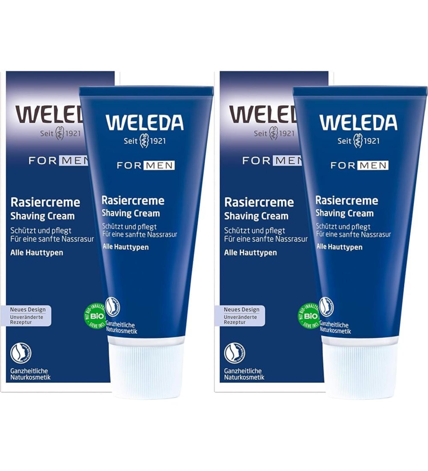 WELEDA Bio for Men Shaving Cream - Natural Razor Foam for Gentle Shave & Skin Protection (75 ml 2-Pack) - Buy Online on SooperMarket.com