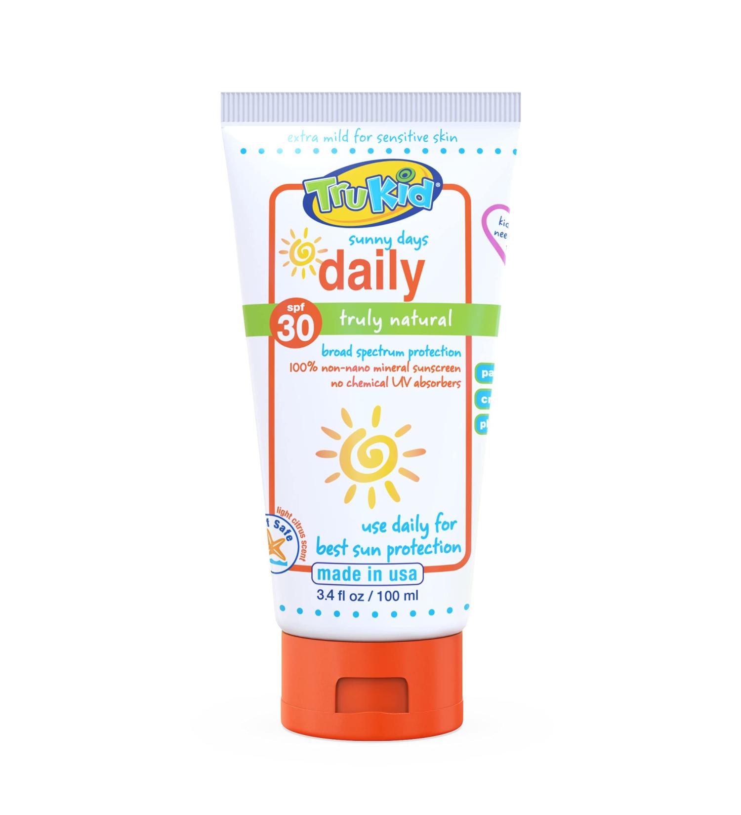 TruKid Sunny Days Daily SPF 30 UVA/UVB Protection Sunscreen for Baby - 3.4 fl oz - All Natural Ingredients - Citrus Scent - Buy Online on SooperMarket.com