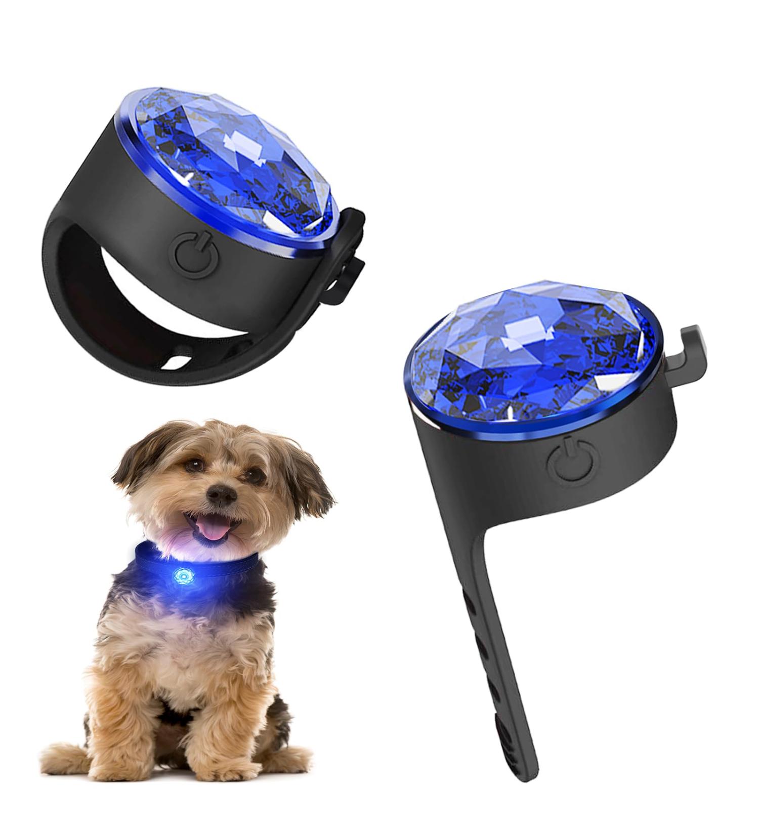 2 Pack LED Dog Harness Lights - Fluorescent Silicone Bands with USB-C - IP65 Waterproof - 3 Modes Flashing Light (Blue) - Buy Online on SooperMarket.com