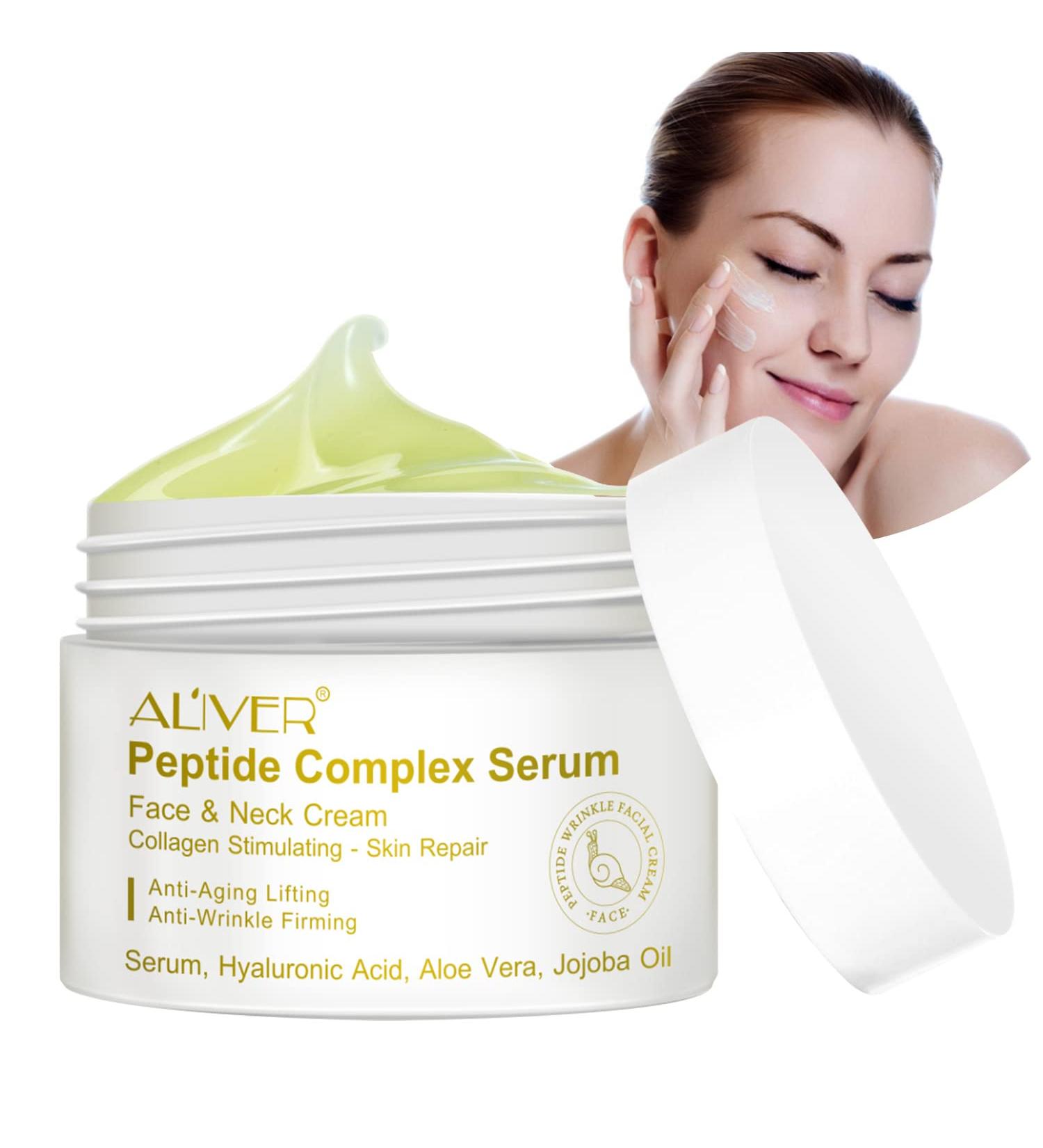 Peptide Complex Cream for Anti-Wrinkle & Firming | Natural Hydrating Moisturizer with Collagen Boost | Face & Neck Cream with Hyaluronic Acid & Aloe Vera - All Skin Types - Buy Online on SooperMarket.com