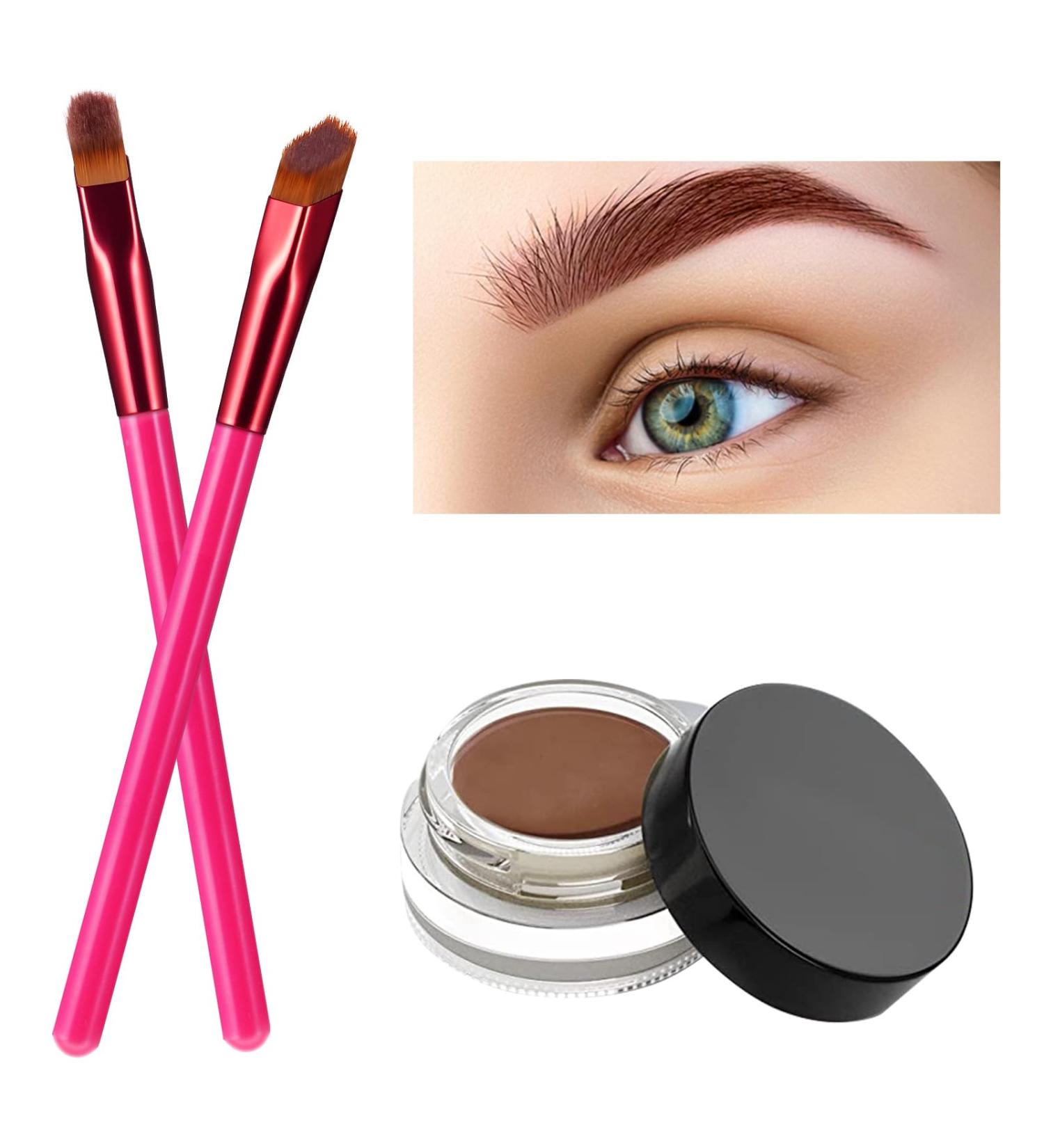 Eyebrow Care Kit Makeup Tools: Eyebrow Stamp Shaping Kit with Two Eyebrow Brush and Eyebrow Cream(Dark Brown) - Buy Online on SooperMarket.com