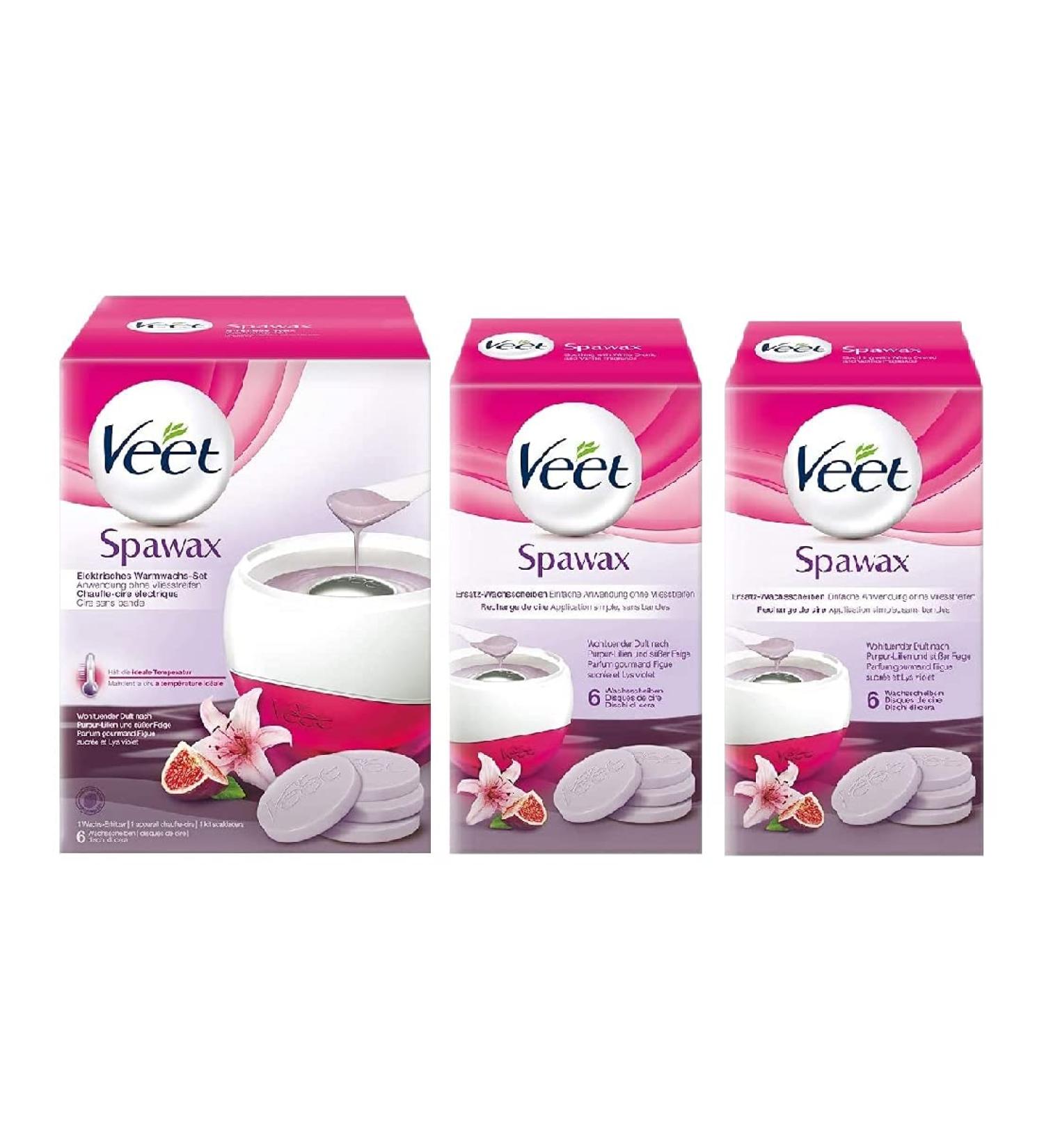 Veet Spawax Electric Warm Wax Set - 1 Device & 12 Wax Discs for Smooth Skin | International Shipping - Buy Online on SooperMarket.com