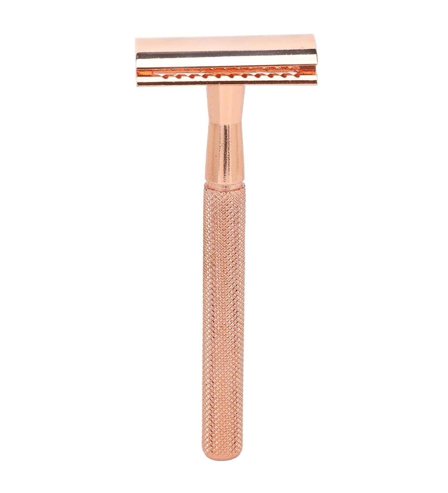 Premium Wet Razor Set for Men - Waterproof Safety Razor Tight & Clean Shave - Portable Metal Hair Blade Handle in Ros Gold - Perfect Gift for Him - Buy Online on SooperMarket.com