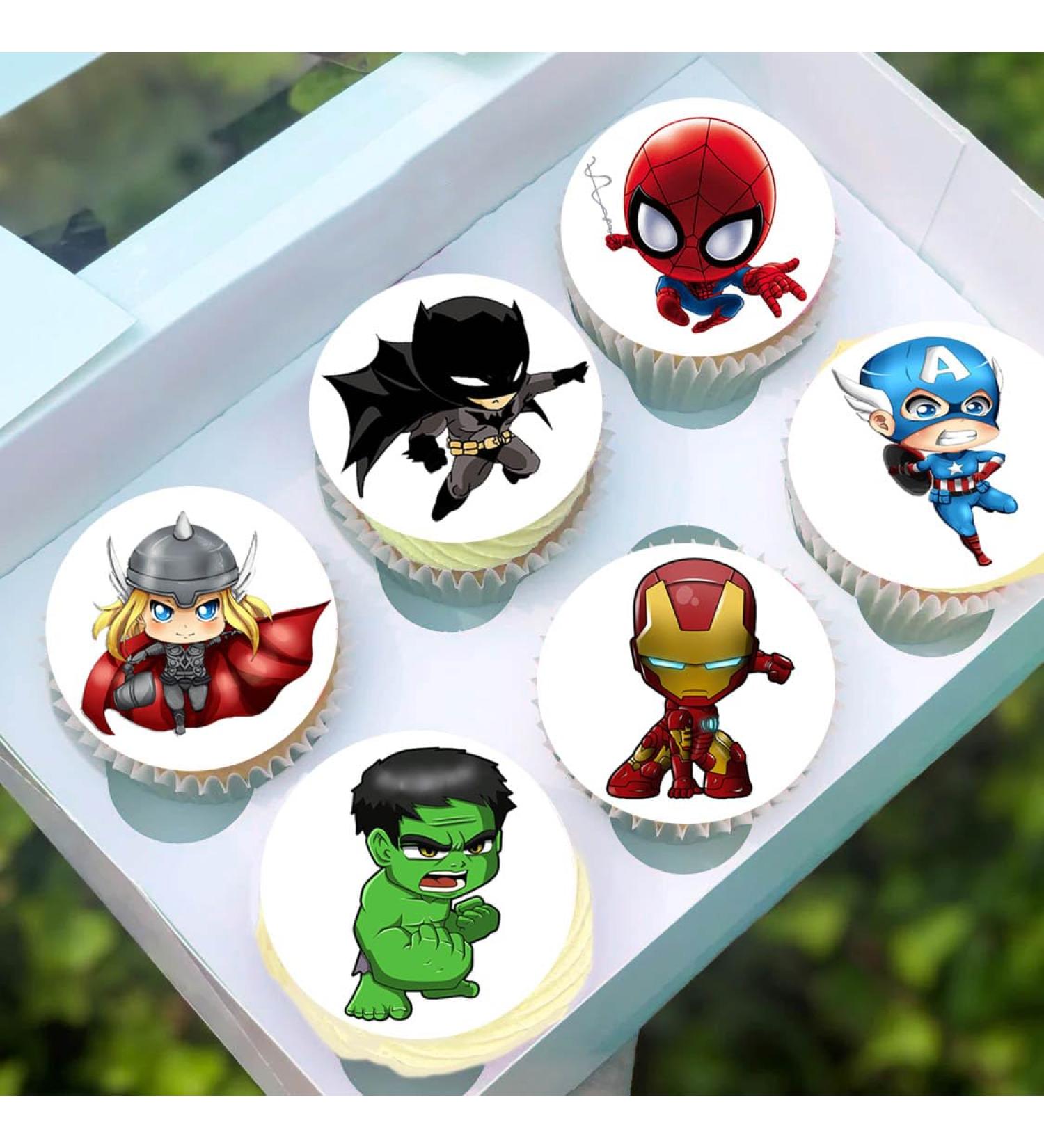 Pre-Cut Superheroes 1A Edible Stand up Wafer Paper Cupcake Toppers Cake Decorations Birthday Party Superhero Mix (12) - Buy Online on SooperMarket.com