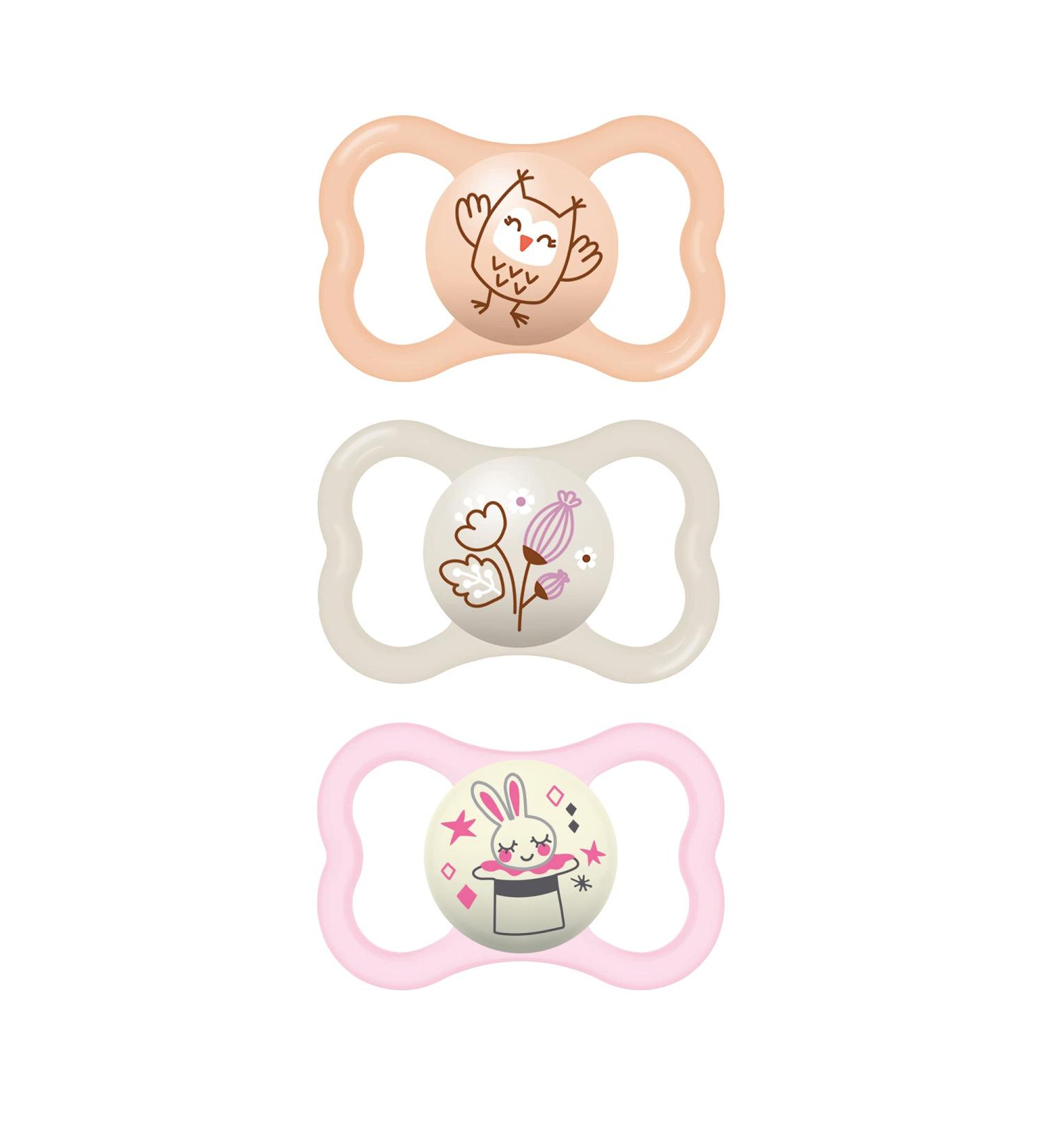 MAM Air Night & Day Baby Pacifier 3 Count Pack - Glows in The Dark, Sensitive Skin, 6-16 Months, Girl - Buy Online on SooperMarket.com