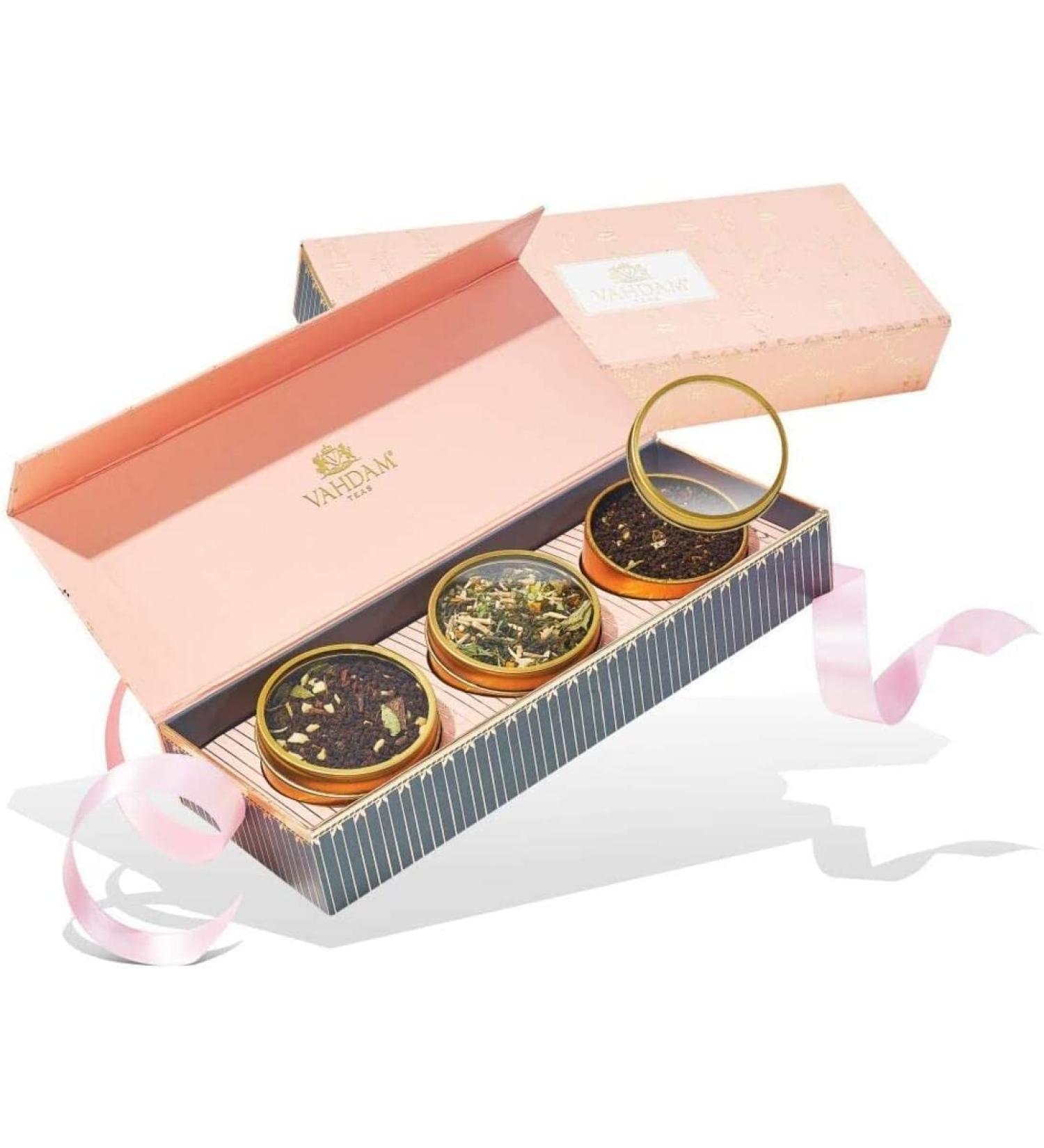VAHDAM Assorted Tea Gift Set - Blush | 3 Tea Sampler Gift Box | Gluten Free | Natural Ingredients | Perfect Mother's Day Gift - Buy Online on SooperMarket.com