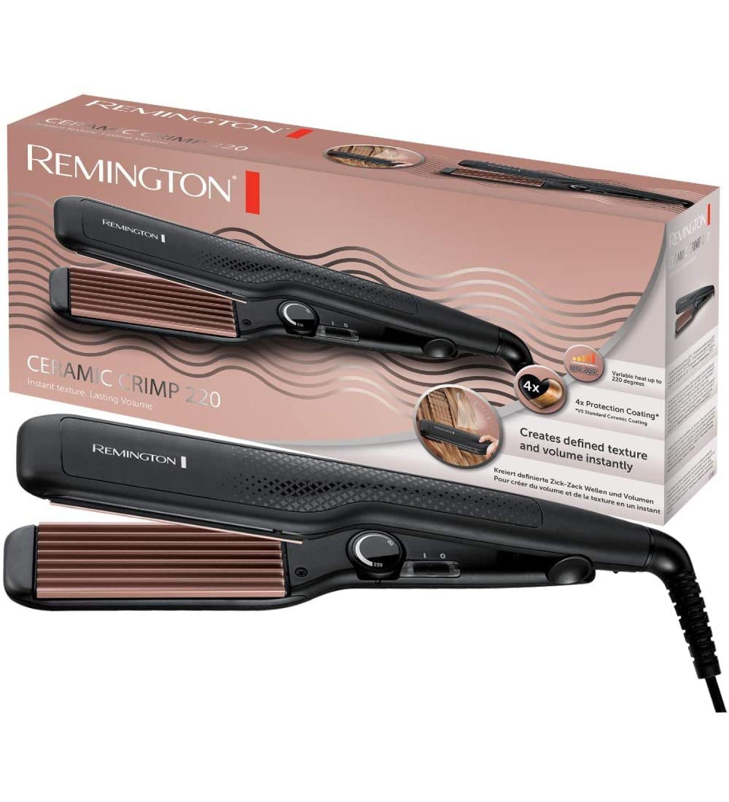 Buy Remington S3580 Crepe Iron for Zigzag Waves & Volume - 37mm Antistatic Ceramic Coating 150-220 C Perfect for Fine & Thick Hair - Buy Online on SooperMarket.com