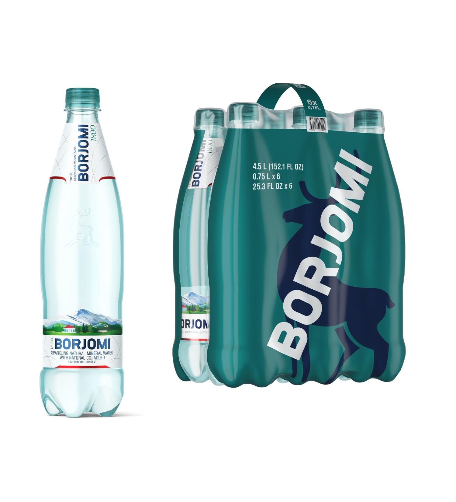 Buy Borjomi Sparkling Natural Mineral Water - 25.3 Fl Oz Plastic Bottles (Pack of 6) | International Shipping Available - Buy Online on SooperMarket.com