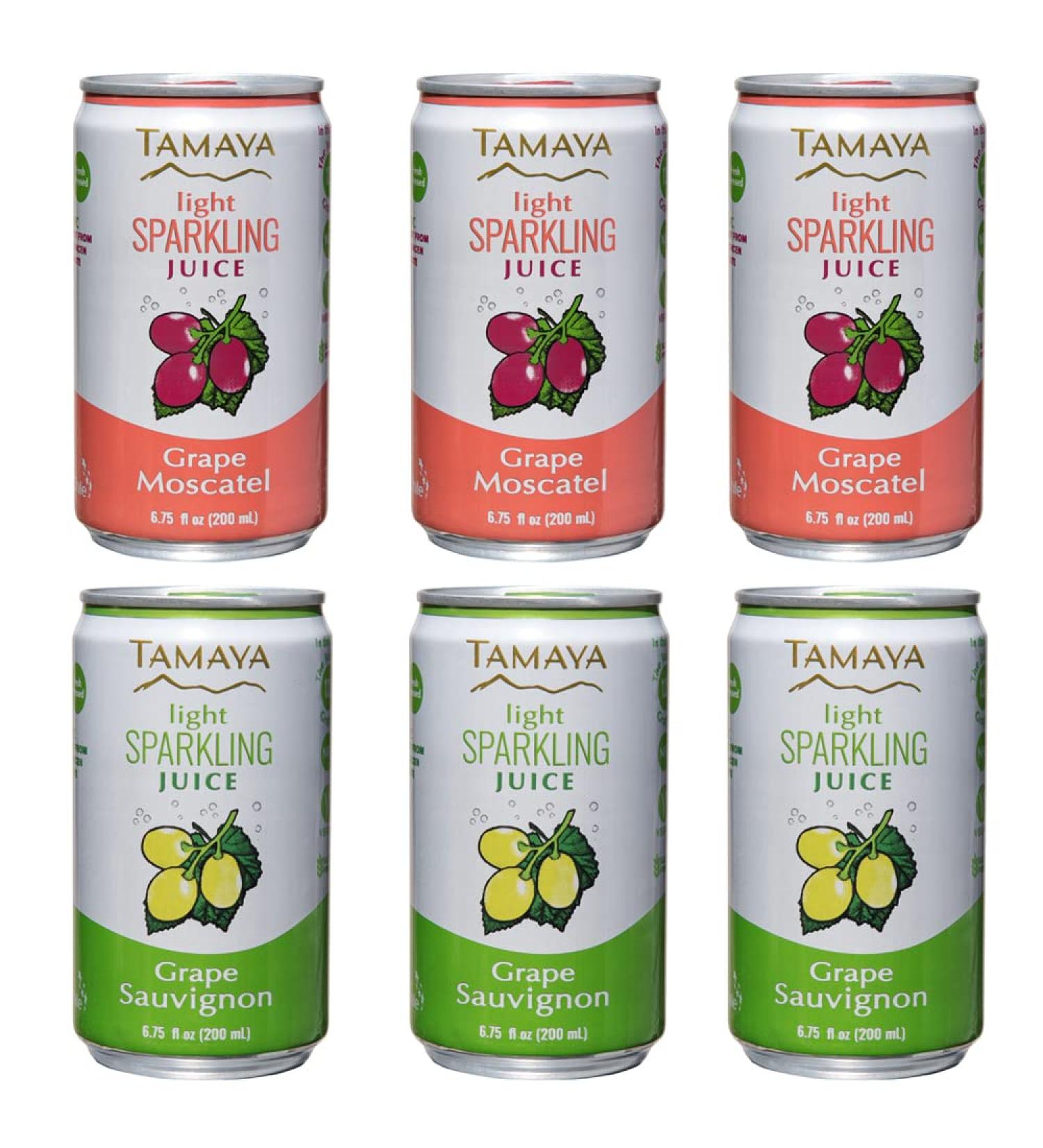Pamper Your Taste Buds with Tamaya Light Sparkling Grape Juices Mix Discovery Case - 100% Natural NFC Fresh Pressed - No Sugar Added - Pack of 12 Mini Cans (6.75 Fl Oz) - Buy Online on SooperMarket.com
