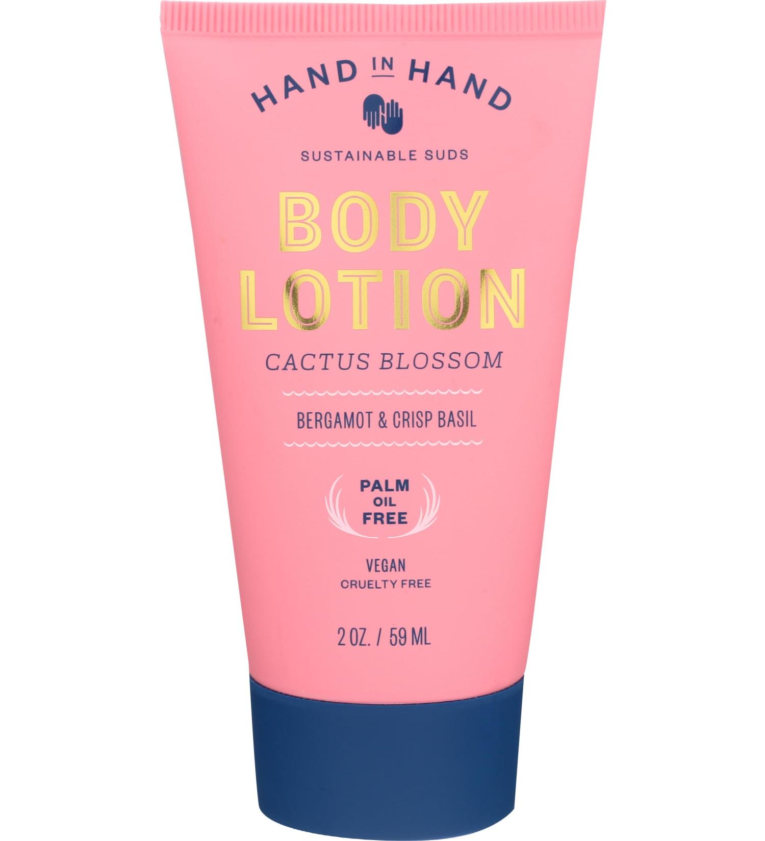 Buy HAND IN HAND Bergamot & Crisp Basil Cactus Blossom Mini Body Lotion - 2 FZ | Nourishing Vegan Moisturizer for All Skin Types - International Shipping Available - Buy Online on SooperMarket.com