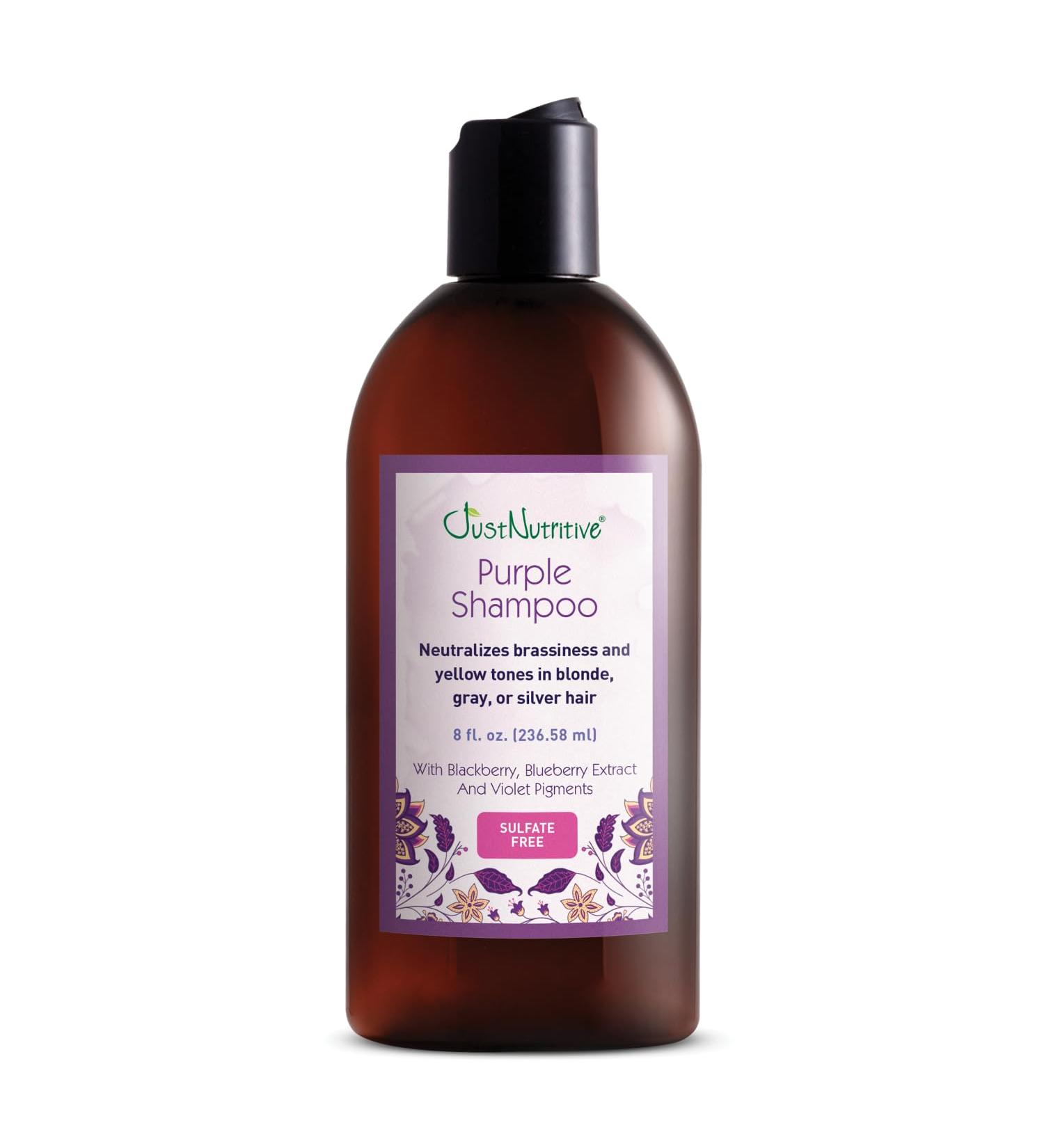 Just Nutritive Purple Toning Shampoo for Blonde Gray & Bleached Hair - Eliminate Brassiness Boost Shine & Hydrate | Sulfate & Paraben-Free - 8 oz - Buy Online on SooperMarket.com