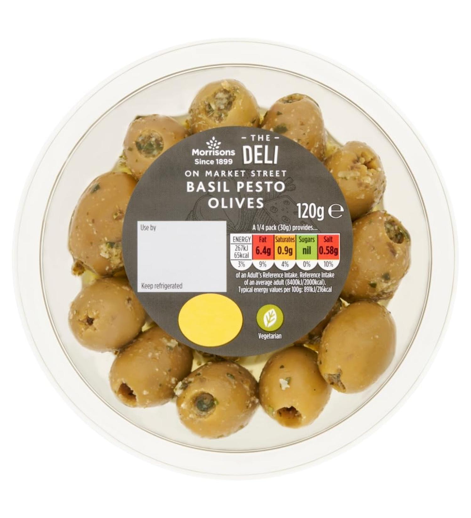 Morrisons The Deli On Market Street Basil Pesto Olives 120g