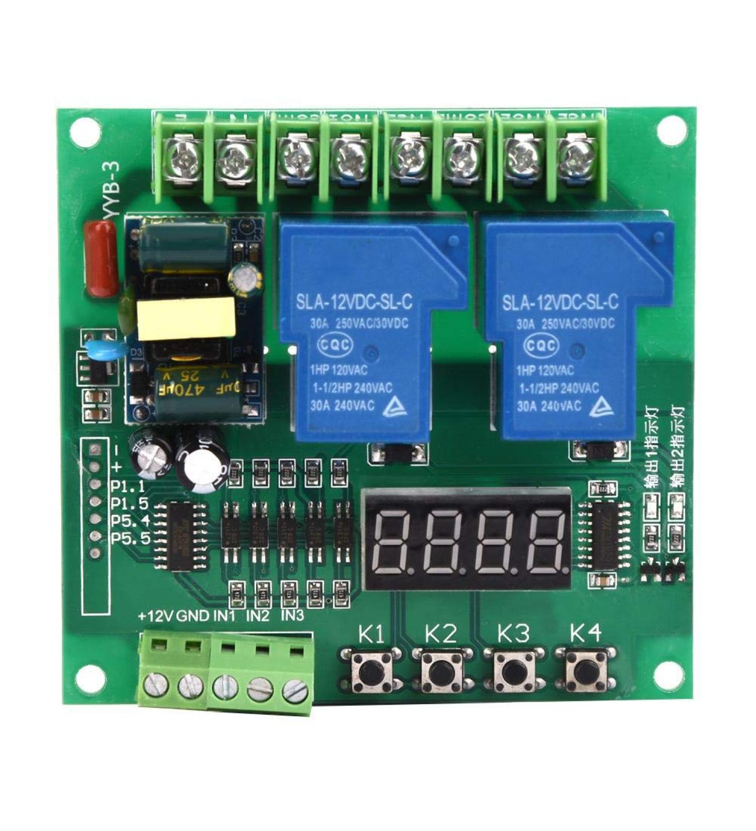 Motor Control Board AC 110V-250V | Two Relay Delay Timing Cycle Module for Solenoid Valve, Pumps, Motors, Lights - Buy Online on SooperMarket.com
