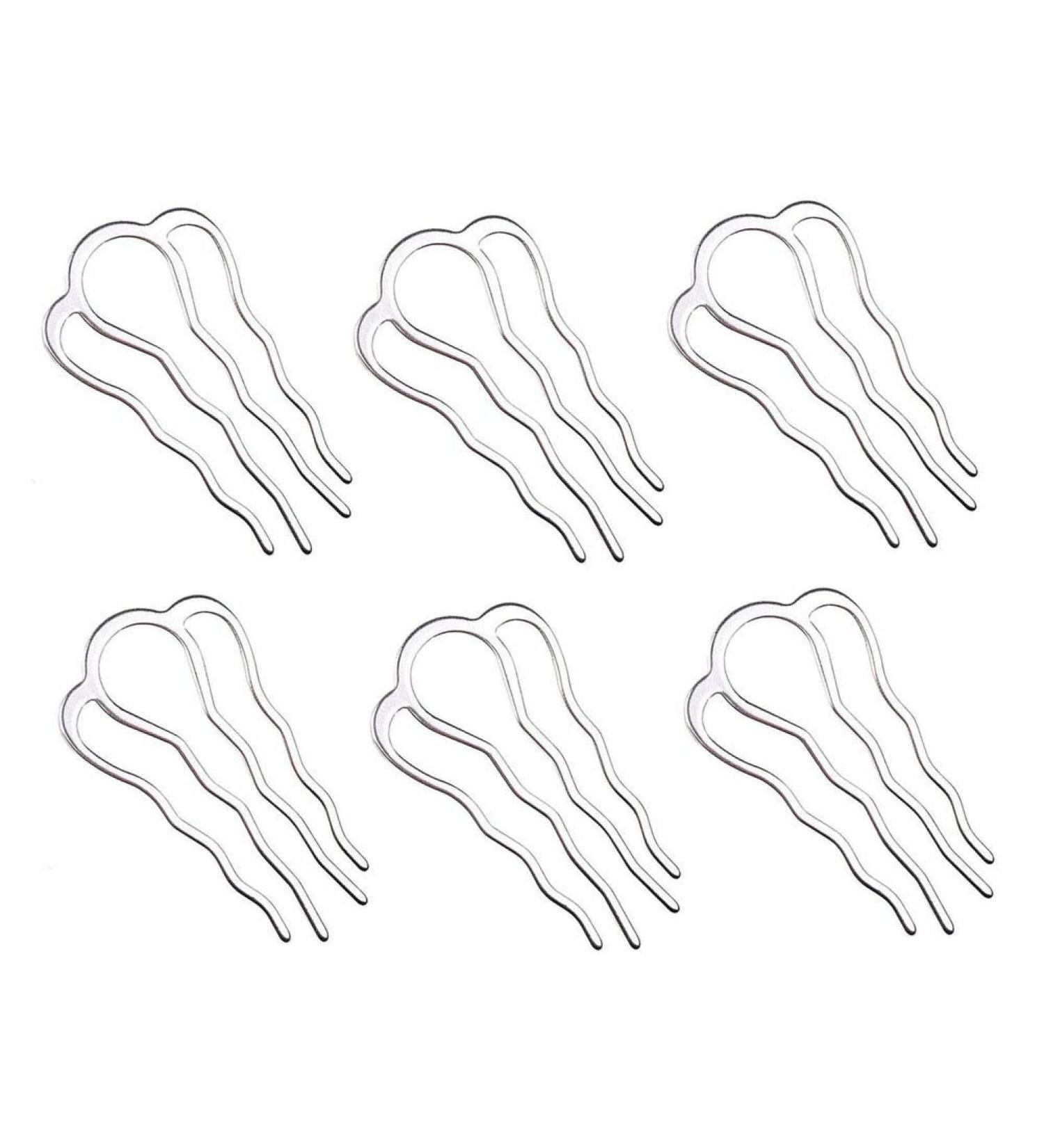 6-Piece Brass Hair Combs Set for Women - Large 65 x 35mm Silver Hair Bun Clips and Accessories - Buy Online on SooperMarket.com