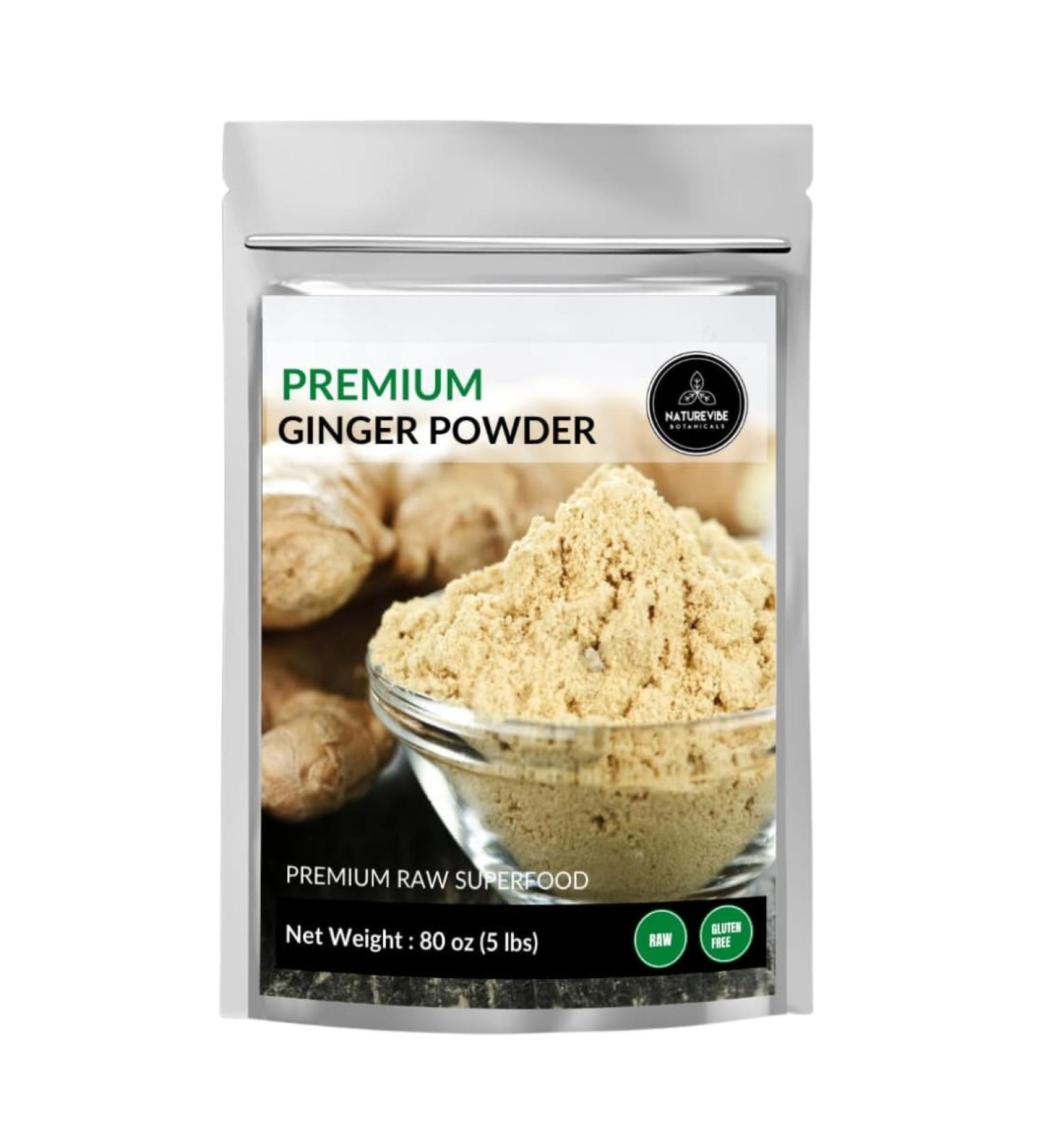 Naturevibe Botanicals Organic Ginger Root Powder (5lb) | Zingiber Officinale Roscoe | Keto Friendly, Non-GMO, Gluten Free | 5 Pound Pack - Buy Online on SooperMarket.com
