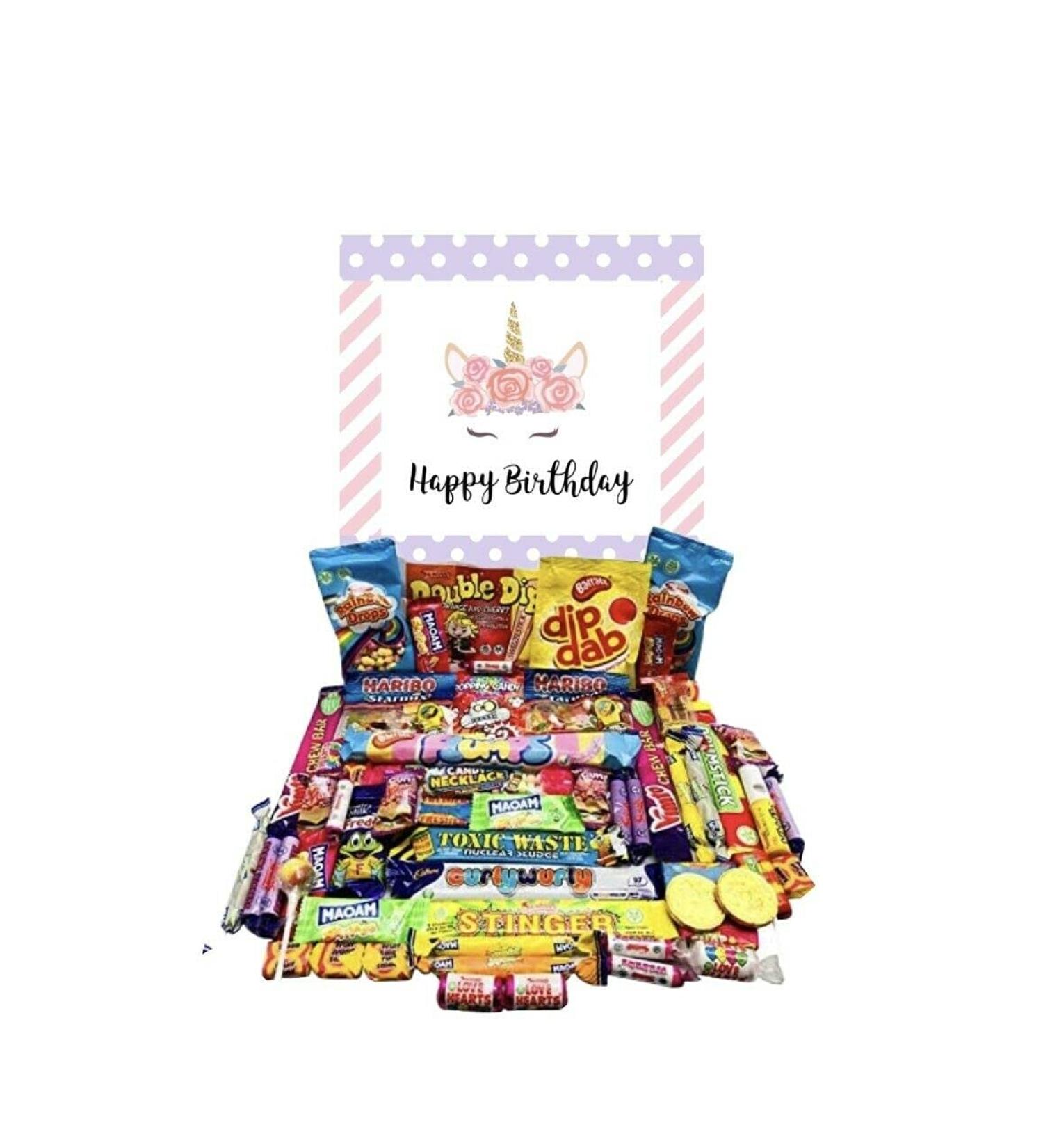 Happy Birthday Unicorn Sweets Pick N Mix The Ultimate Retro Sweet Selection 70s 80s Box Sweet Hamper -Present gift for Birthday Christmas well done Thank you - Buy Online on SooperMarket.com