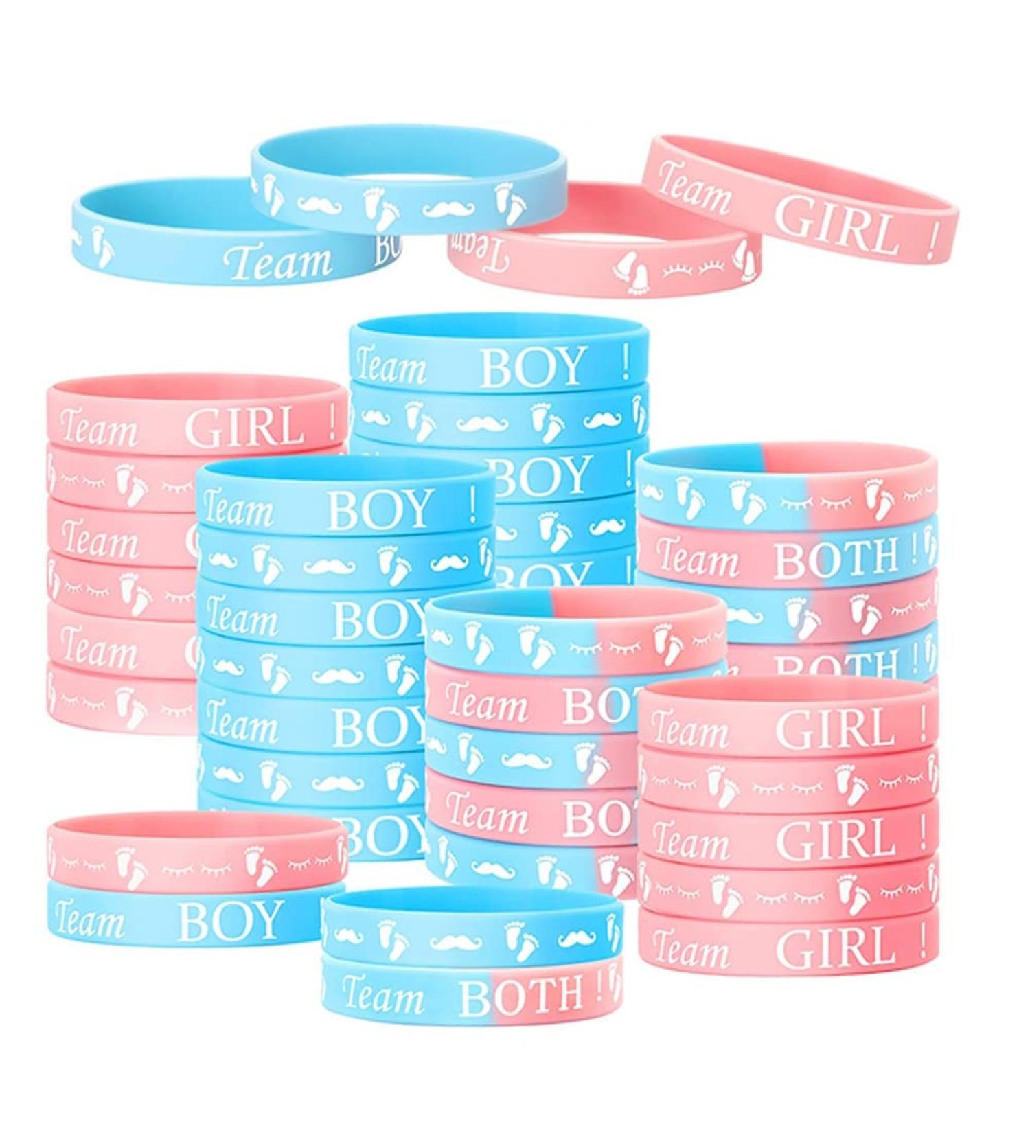 AIDIRui Gender Reveal Bracelets - Team Boy & Team Girl Bracelets Set (40 Pieces) for Perfect Gender Reveal Party - International Shipping Available - Buy Online on SooperMarket.com