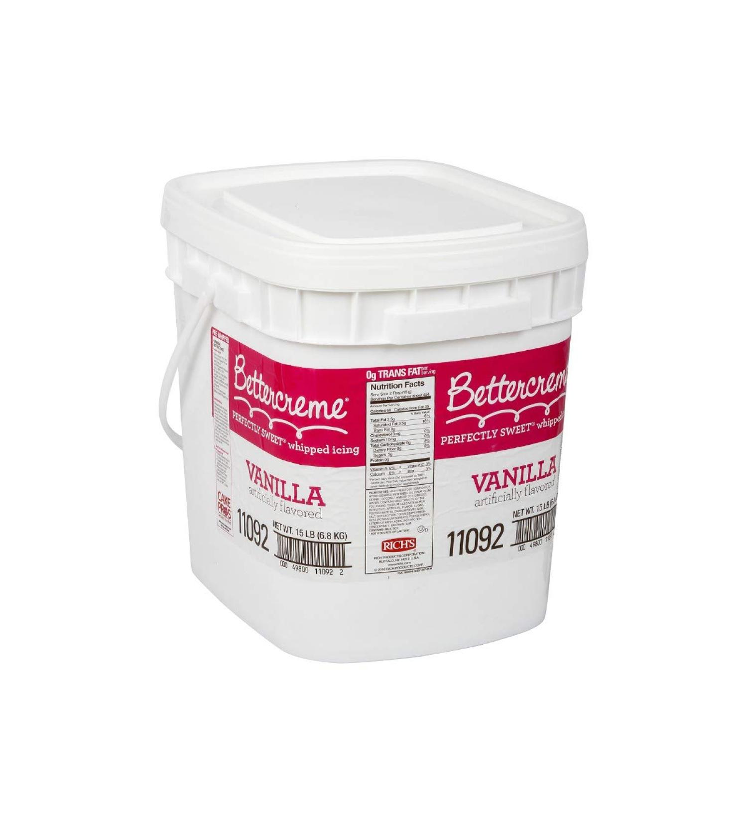 Rich Products Pre Whipped Vanilla Artificial Flavor Bettercreme Icing and Filling, 15 Pound -- 1 each.