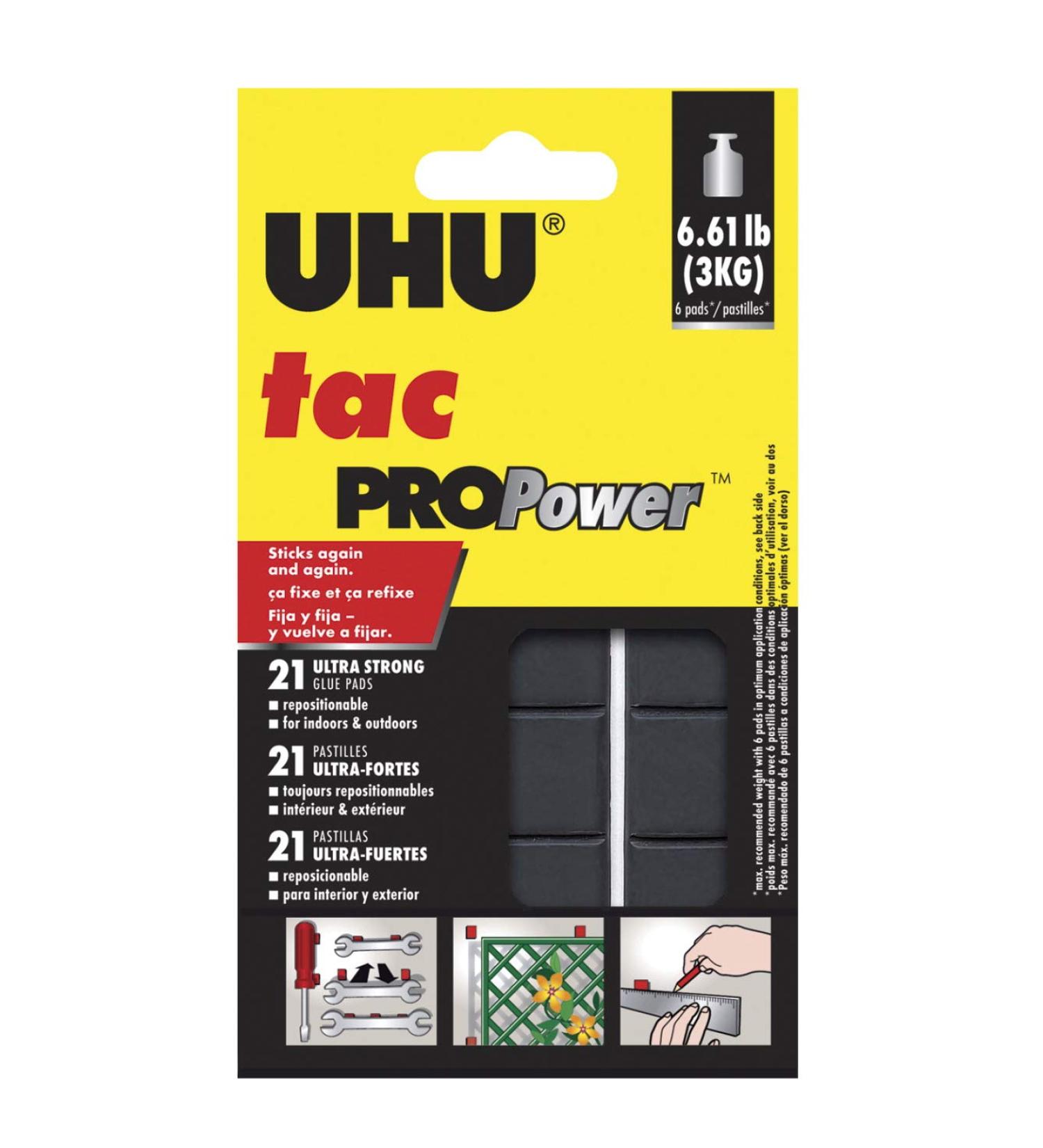 UHU Tac PROPower  2.1 oz (50g)  21 pads (48680)  Black