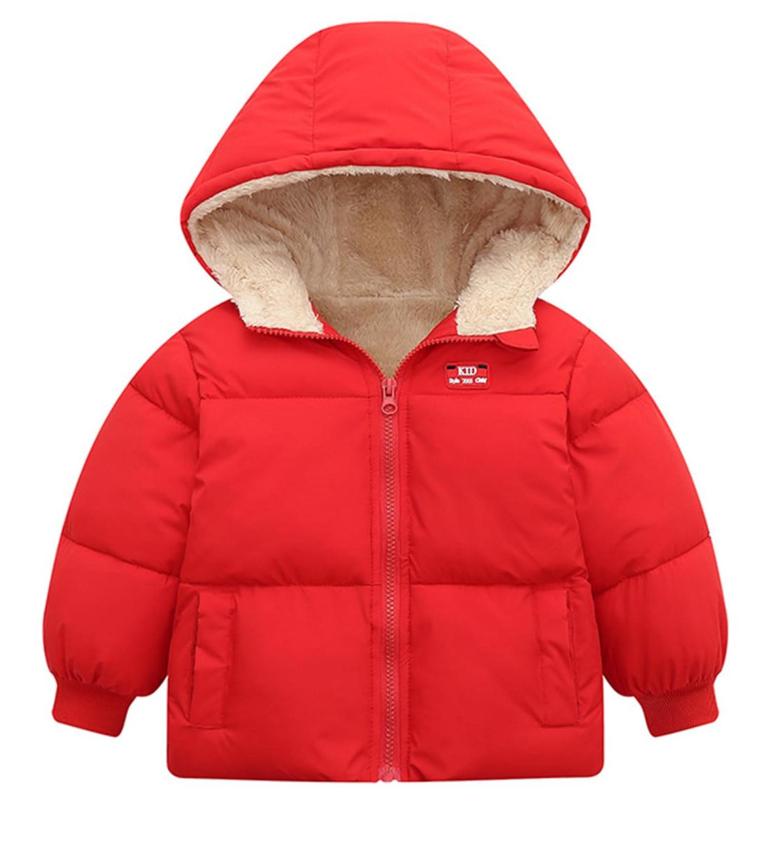 Kids4ever Winter Hooded Jacket | Red | 3-4 Years | Toddler Zipper Coat with Fleece Lining - Buy Online on SooperMarket.com