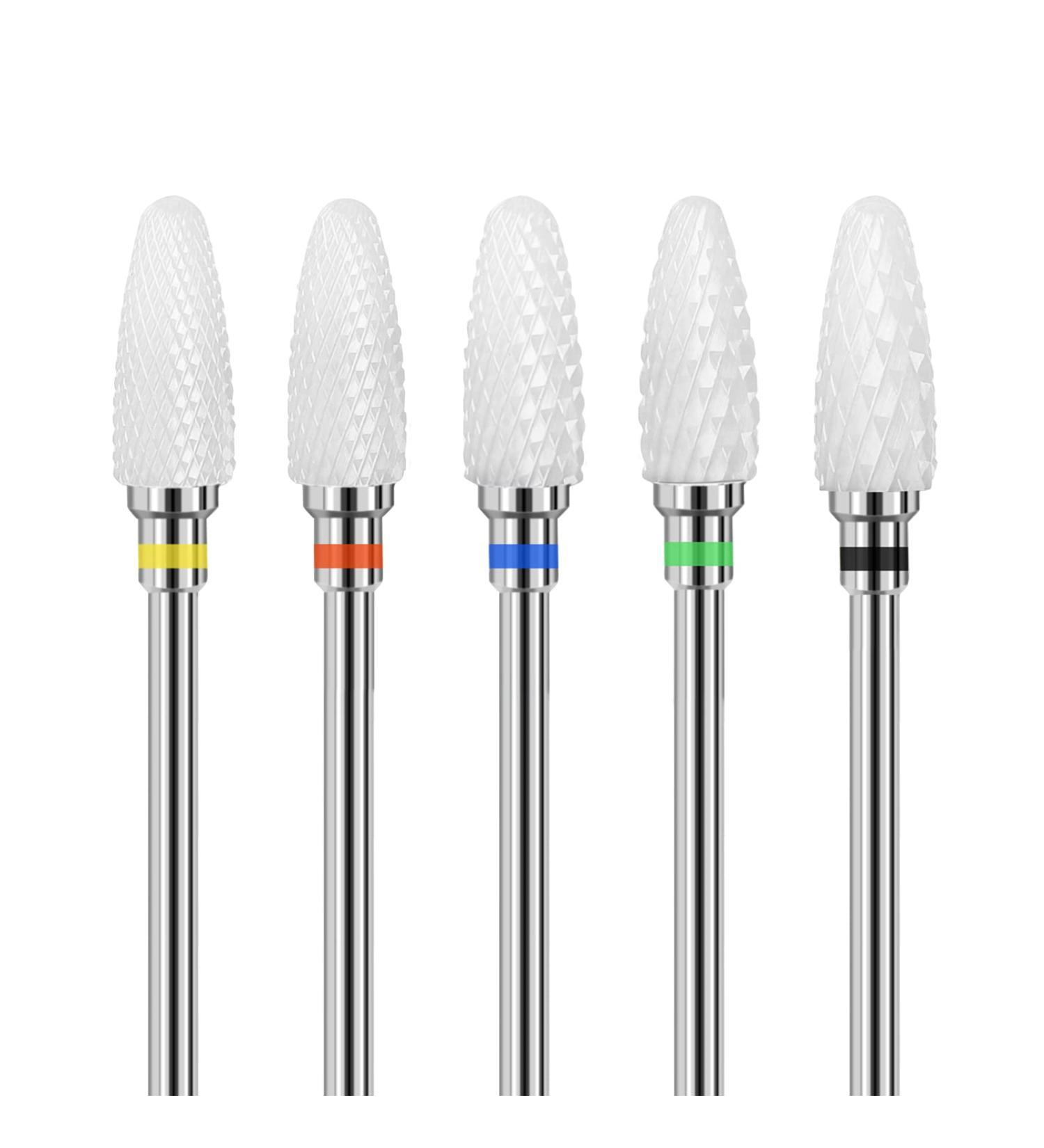 Piashow Improved Version 5-Piece Ceramic Nail Drill Bit Set Professional Nail Cutter Attachments Home Use Nail Cutter Bits for Gel Nails Manicure Pedicure Cuticles (3/32 Inches) Stil 1 - Buy Online on SooperMarket.com
