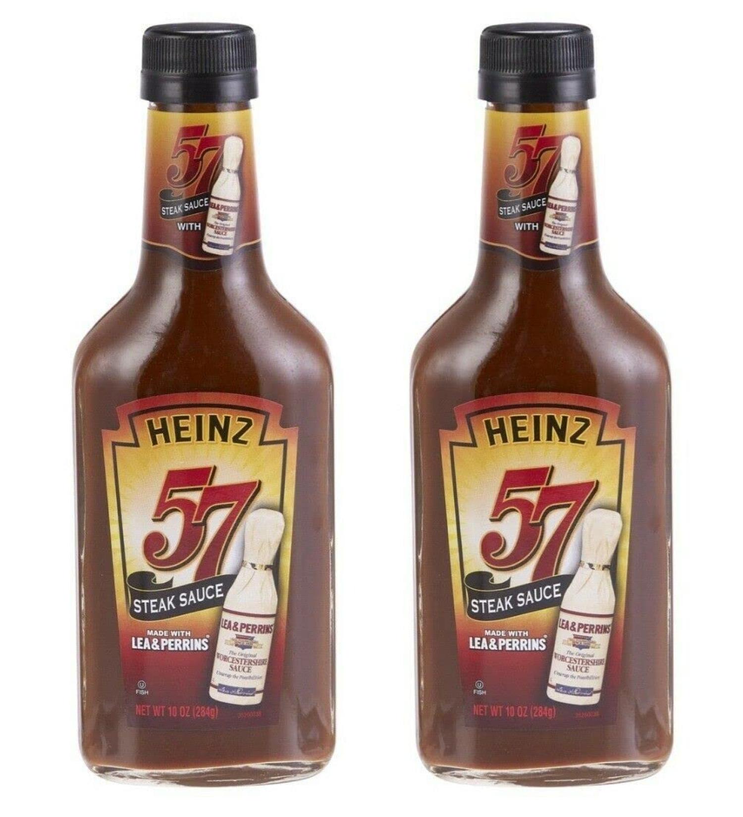 2 Pack Steak Sauce Heinz 57 with Lea & Perrins Worcestershire Sauce 10oz Bottle