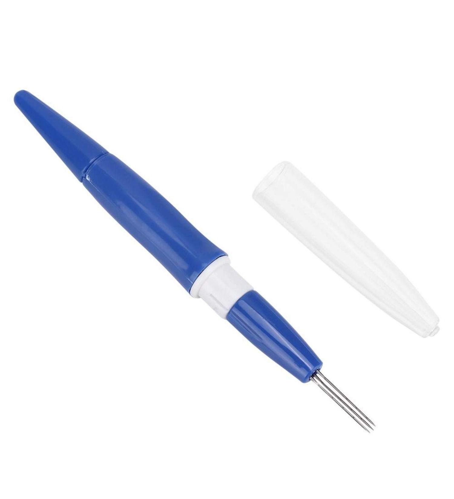Portable Pen Style Wool Felting Needle Tool with 3 Needles - Blue | DIY Patchwork Craft Tool - Buy Online on SooperMarket.com