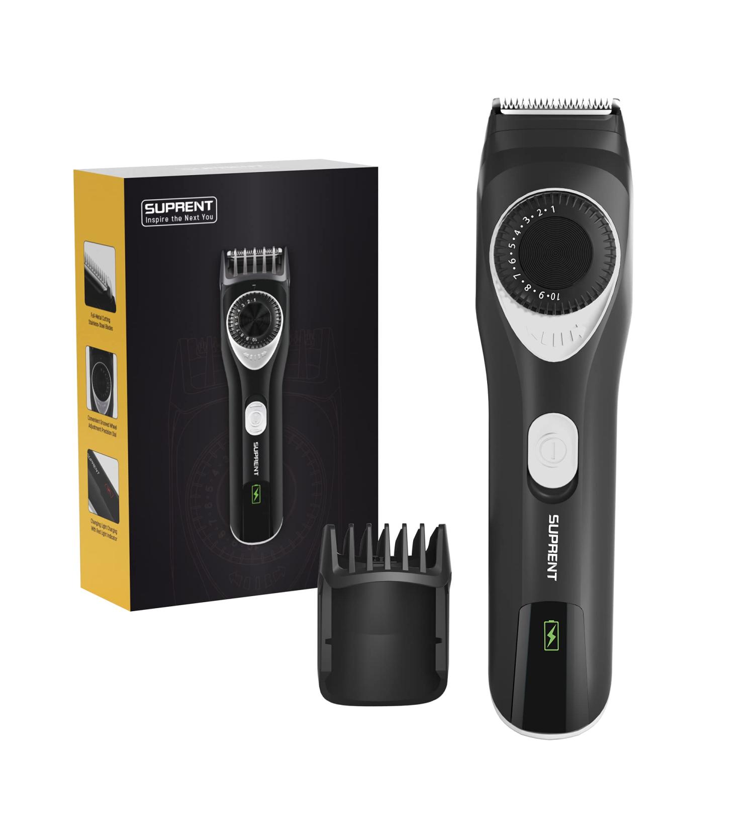 SUPRENT Adjustable Beard Trimmer for Men - Cordless Electric Precision Dial 19 Length Settings Mustache Trimmer - USB Rechargeable - Buy Online on SooperMarket.com