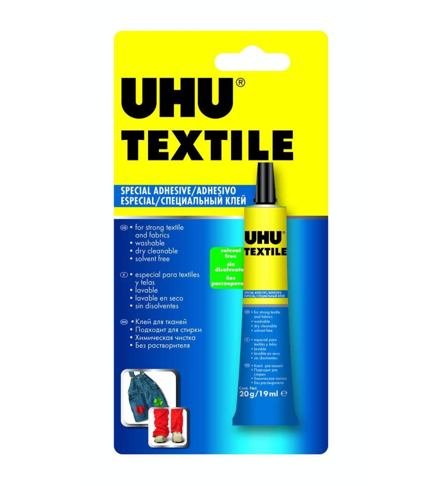 UHU Textile Glue 19ml - Transparent Fabric Adhesive - Buy Online on SooperMarket.com