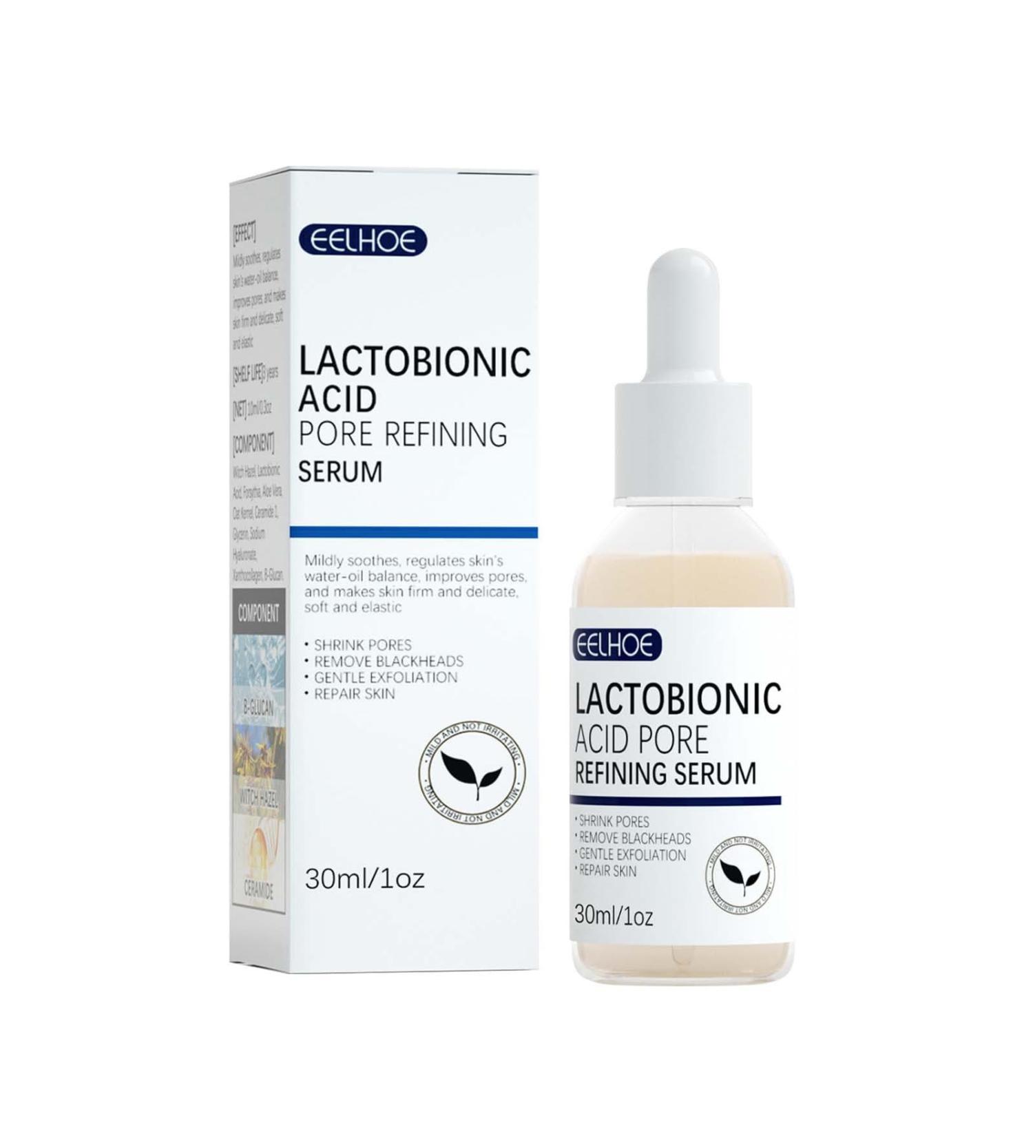Lactobionic Acid Pore Refining Serum - Shrink Pores Remove Blackheads Reduce Fine Lines & Wrinkles - Anti-Aging Facial Essence 30ml for All Skin Types - Buy Online on SooperMarket.com