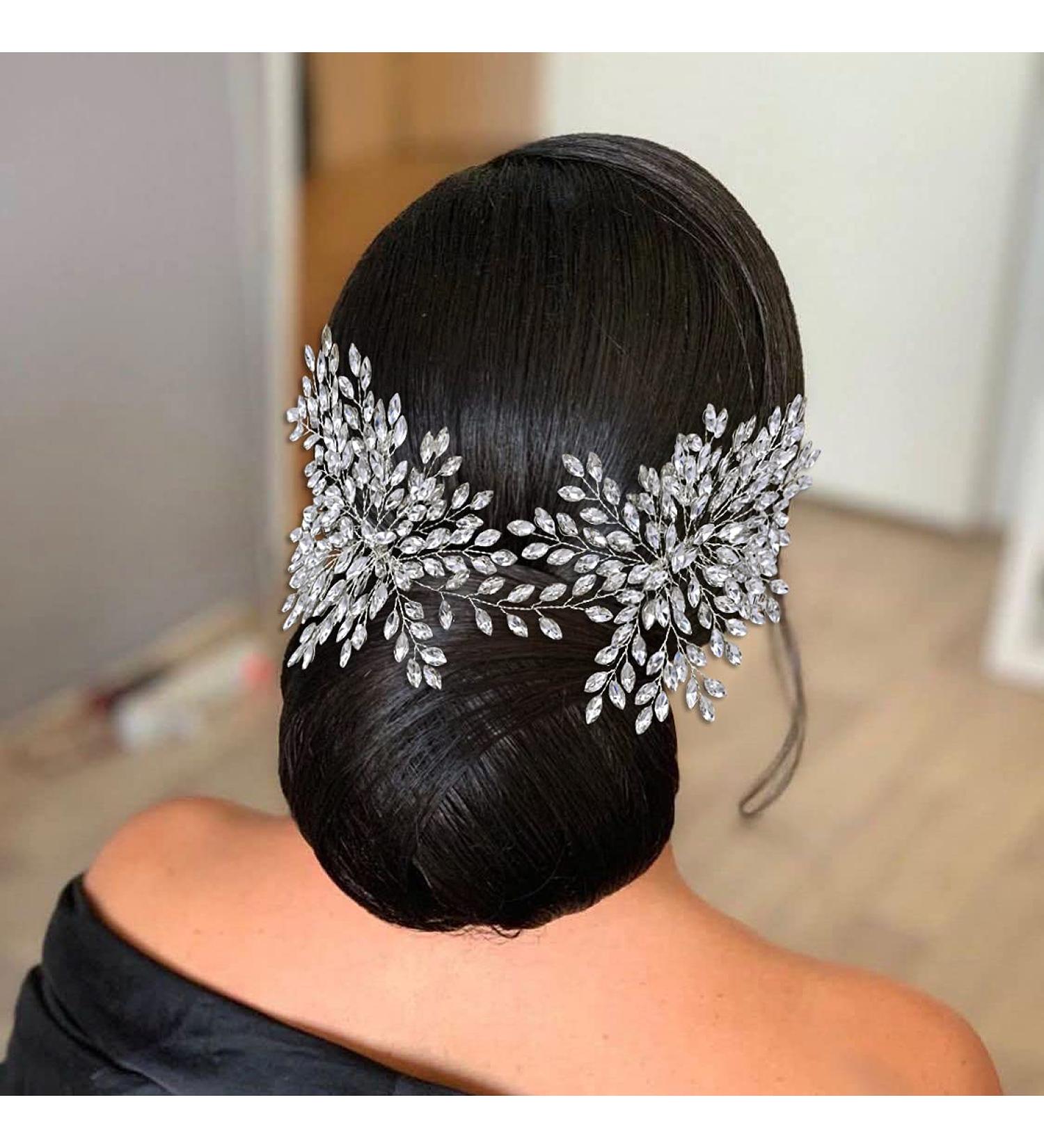 Bridal Wedding Hair Comb - Rhinestone Headpiece for Bride in Silver | Crystal Hair Accessories for Women and Girls - Buy Online on SooperMarket.com