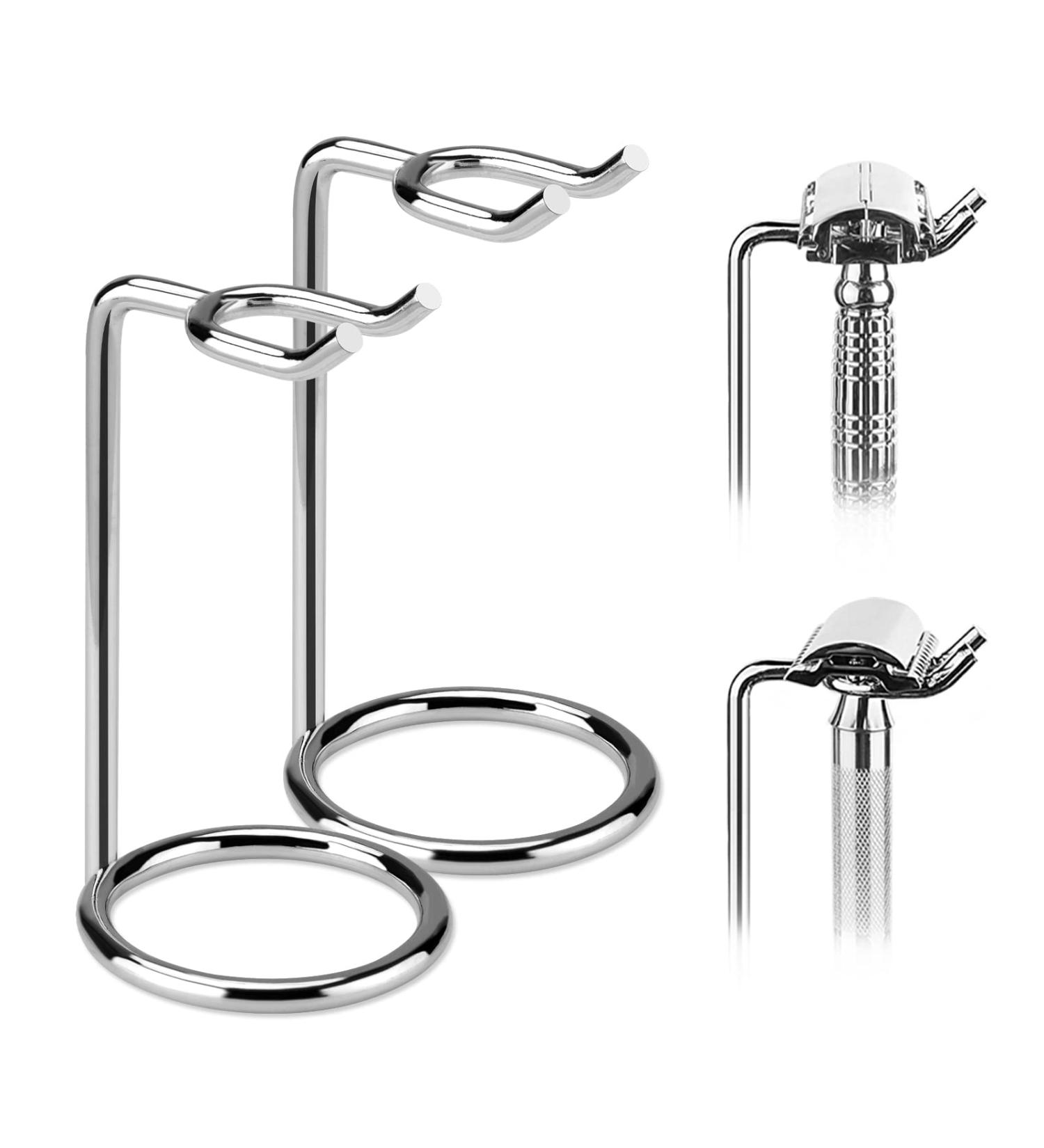 Linkidea 2-Pack Stainless Steel Razor & Brush Holder Stand - Deluxe Non-Slip Base - Buy Online on SooperMarket.com