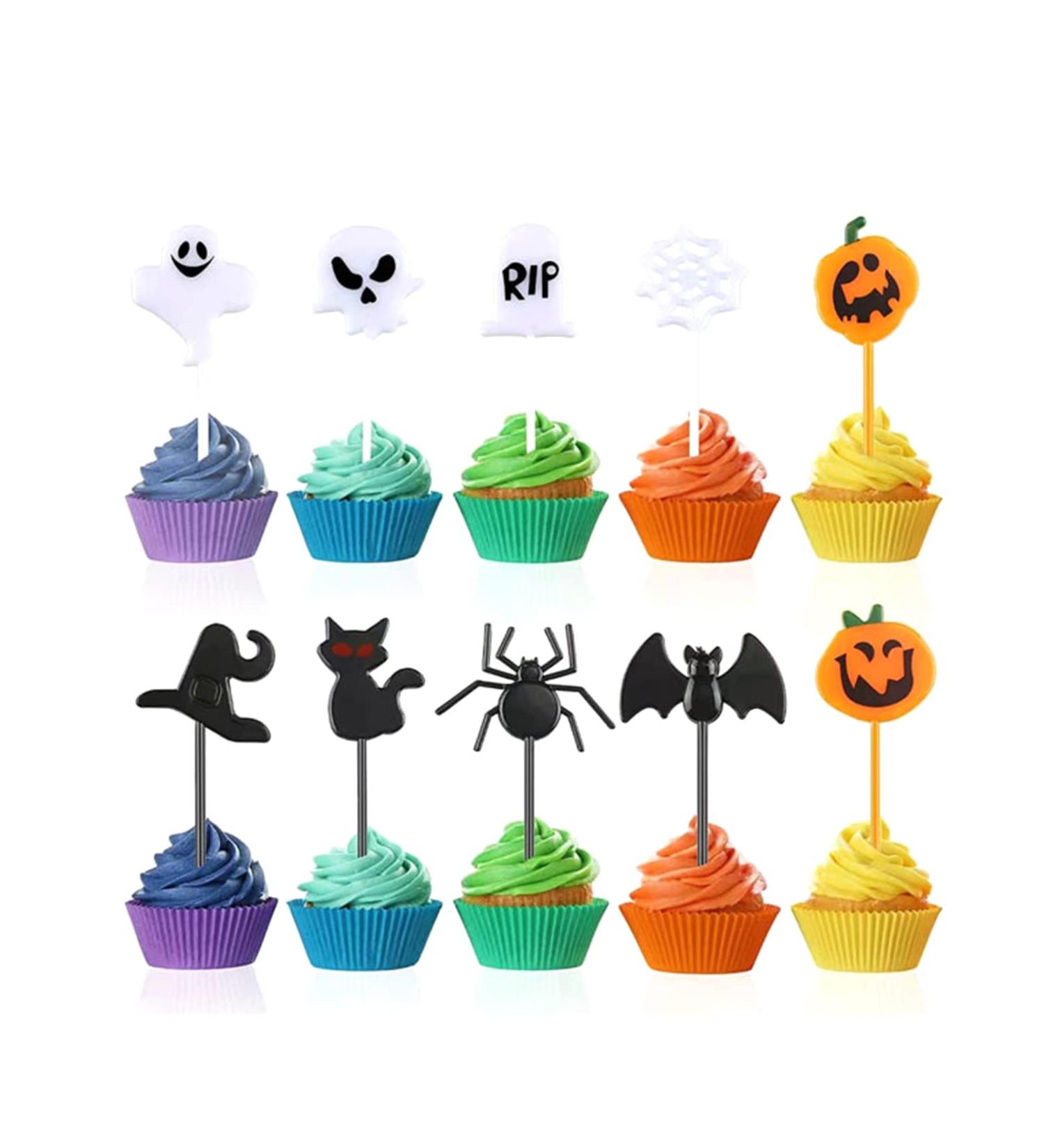 Halloween Cupcake Toppers Set of 10 Cake Decorating Toothbrush Ornaments for Home Birthday Holiday Gift Supplies Halloween Cupcake Toppers Plastic 10 Halloween - Buy Online on SooperMarket.com