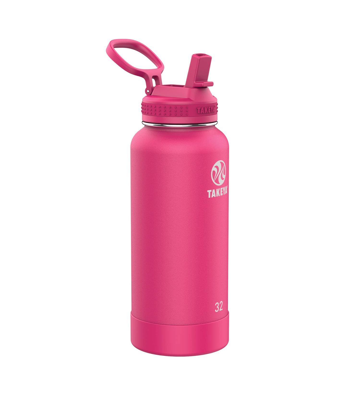 Takeya Pickleball Insulated Water Bottle 32oz with Straw Lid - Backspin Pink - Buy Online on SooperMarket.com