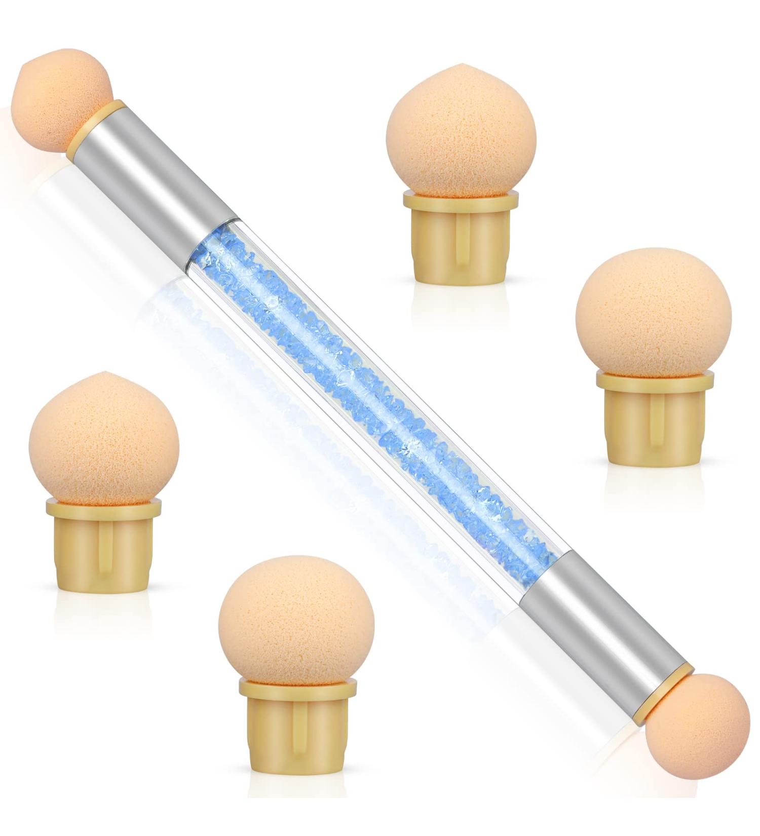Greoer Double Head Nail Art Sponge Brush Applicator Set - Blue | 4 Replacement Heads | Ombre Nail Design Accessories for UV Gel and False Nails - Buy Online on SooperMarket.com