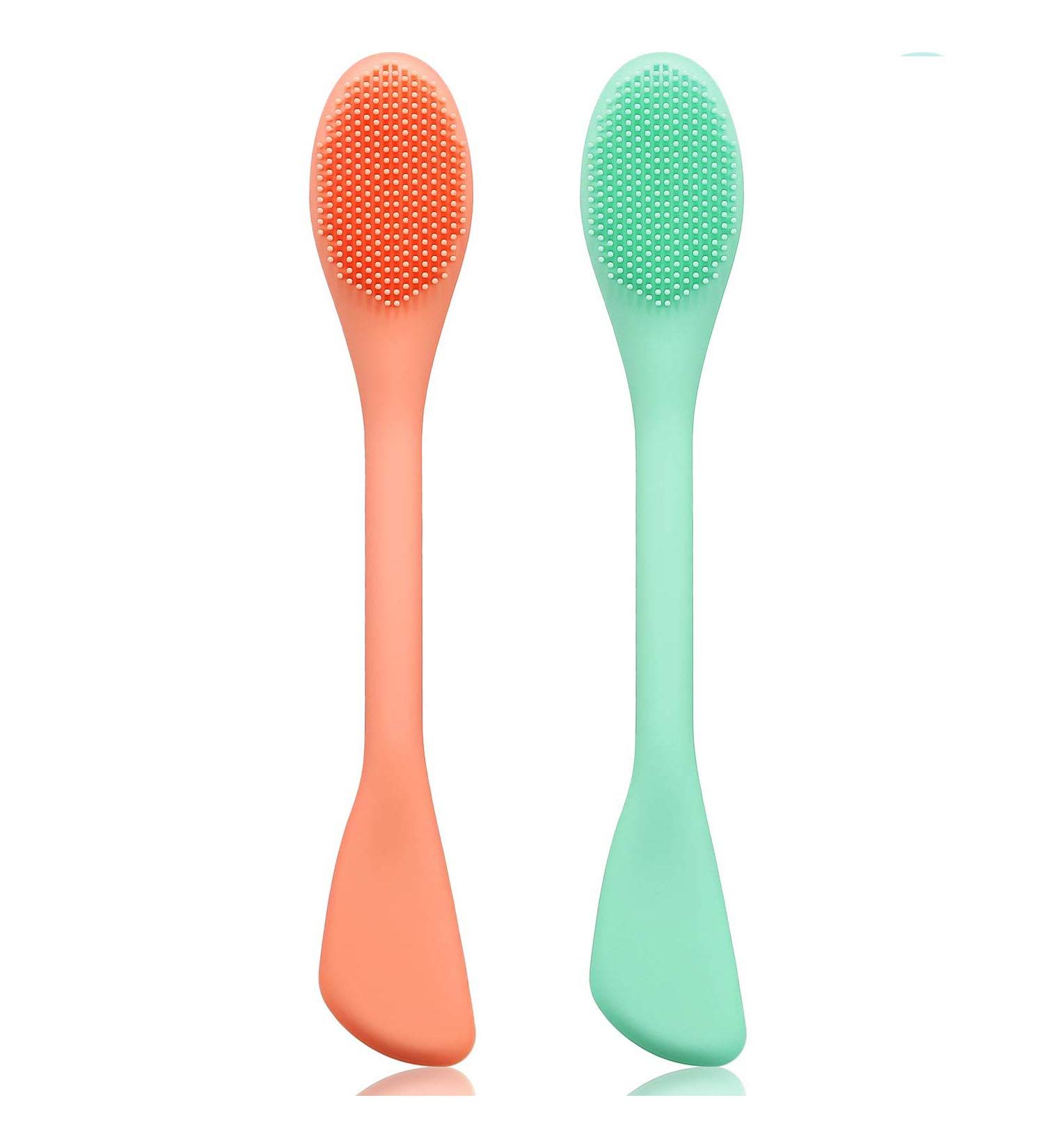 Silicone Face Mask Brush Applicator Set - Facial Makeup Remover Scrubber for Clay, Mud, Charcoal Masks - 2 Pack Red+Green - Buy Online on SooperMarket.com