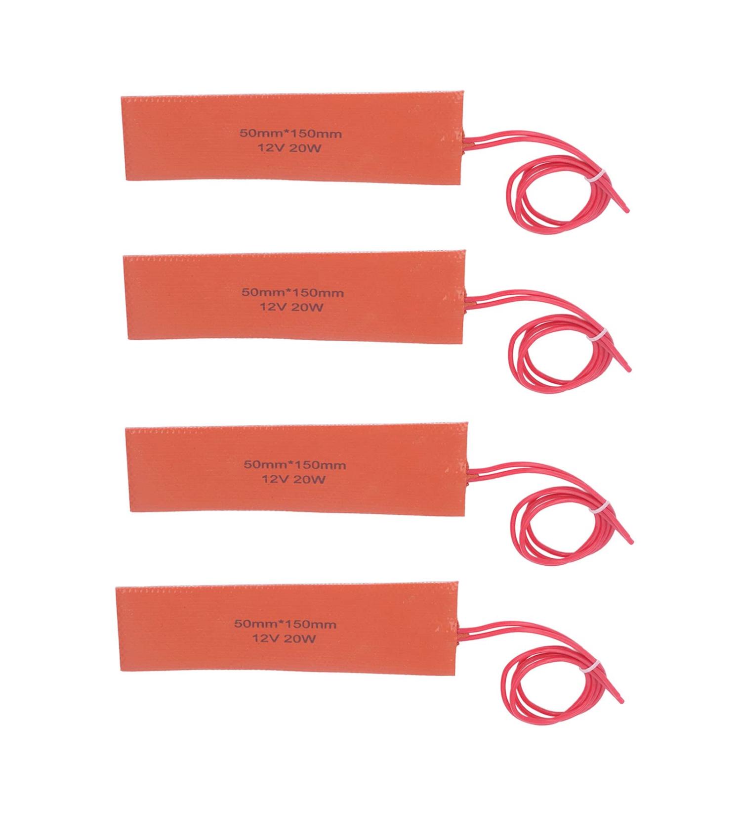 4pcs Silicone Rubber Heating Pad - 12V 20W Heating Mat for Industrial Equipment | Durable & Efficient Heating Solution - Buy Online on SooperMarket.com