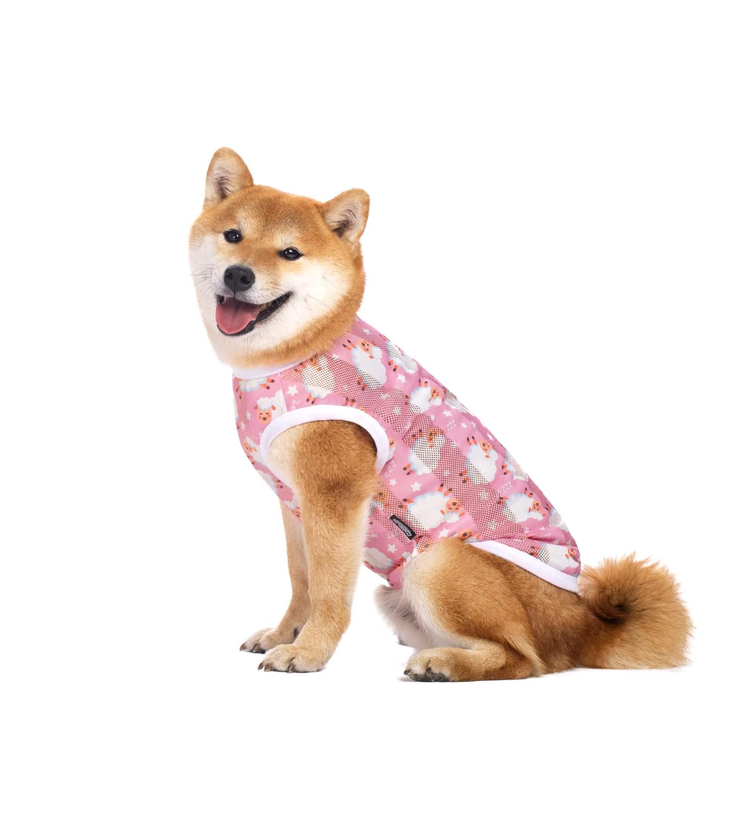 Cool Summer T-Shirt for Medium & Large Dogs | Breathable Sun Protection Pet Clothing - XS Pink Sheep Design - Buy Online on SooperMarket.com