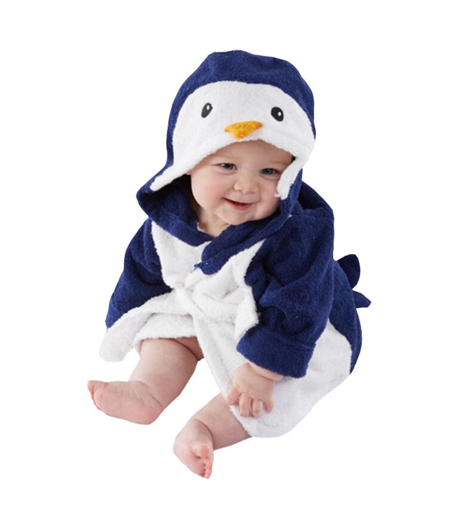 Buy CuteOn Unisex Baby Kids Cartoon Animal Penguin Flannel Hooded Bathrobe Pajamas - Soft Sleepwear for Kids - Buy Online on SooperMarket.com