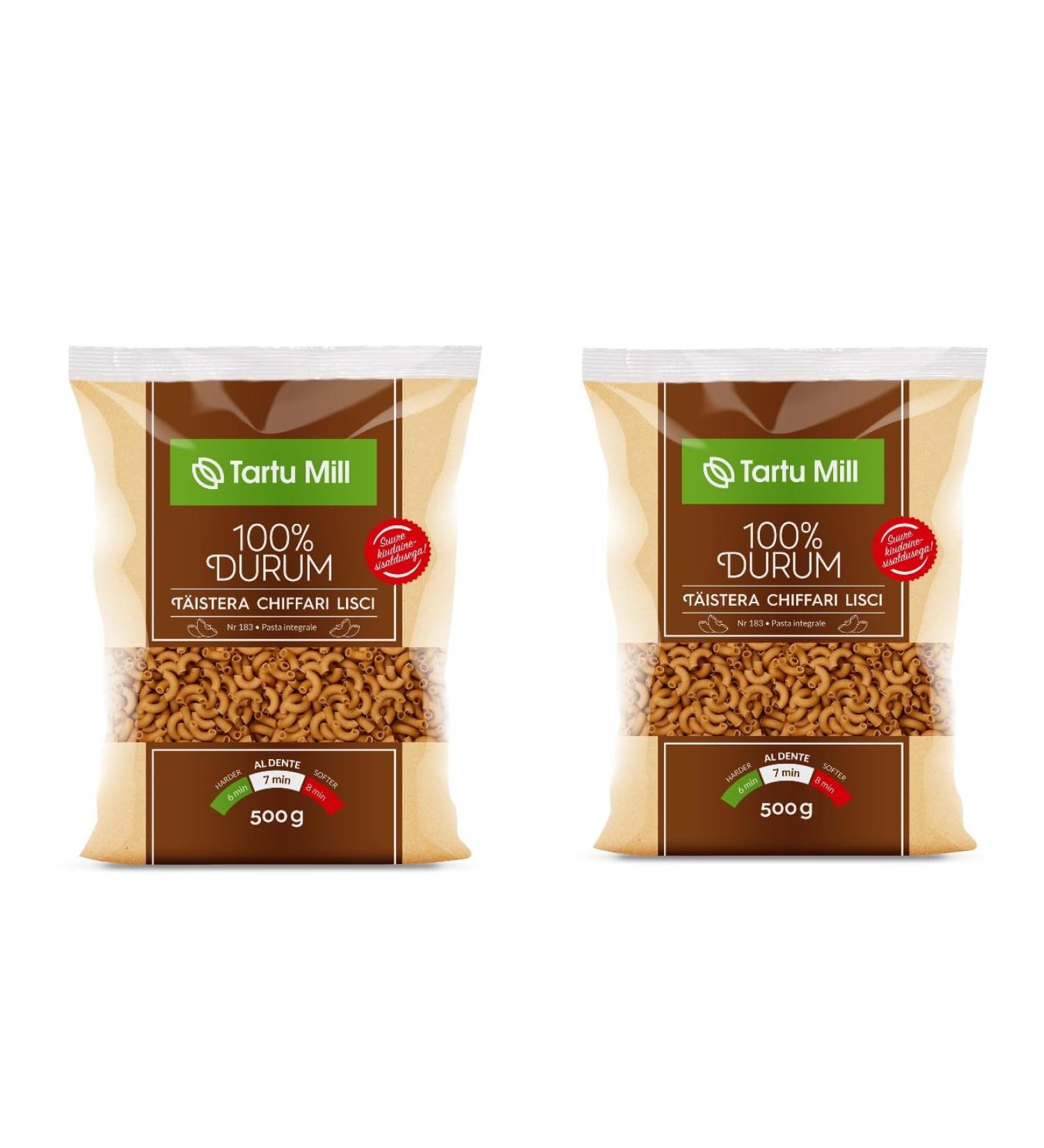 Whole Grain CHIFFARI LISCI Pasta Dry 100% Durum Wheat Premium Semolina Macaroni Tartu Mill Nr 183 (x2 CHIFFARI LISCI 500g) 1Kg - Buy Online on SooperMarket.com