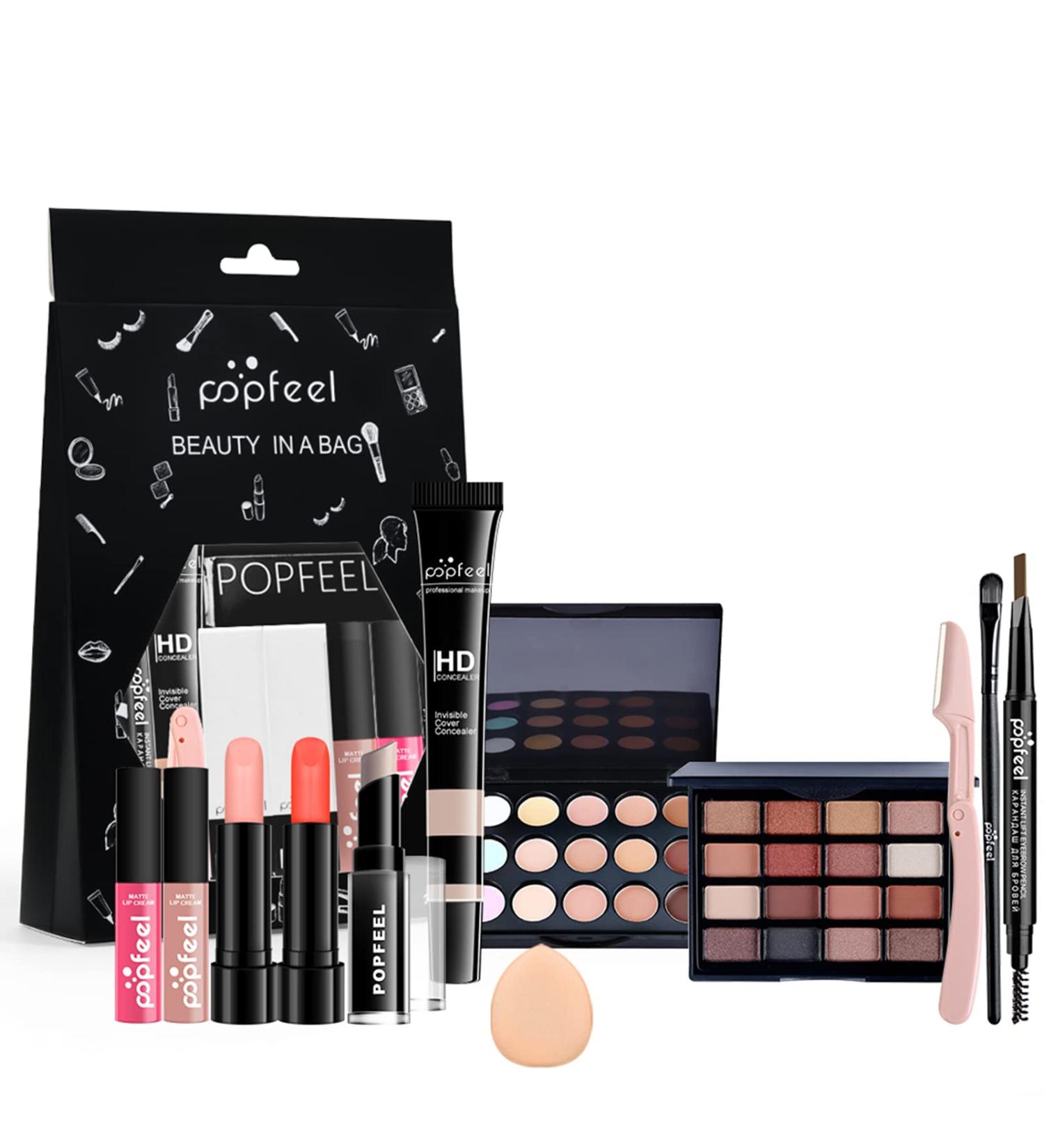 RoseFlower 12 Pcs Professional Makeup Set with Gift Bag - Full Cosmetics Starter Kit for Women | Concealer, Eyeshadow, Lipstick, Blush Palette - Ideal Birthday & Xmas Gift - Buy Online on SooperMarket.com