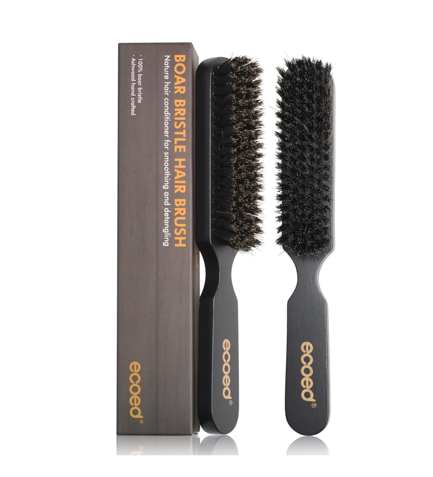 Ecoed Boar Bristle Brush 2pc Set for Fine & Medium Hair | Ideal for Smoothing, Waves & Beards | Gentle on Scalp | Enhances Texture - Buy Online on SooperMarket.com