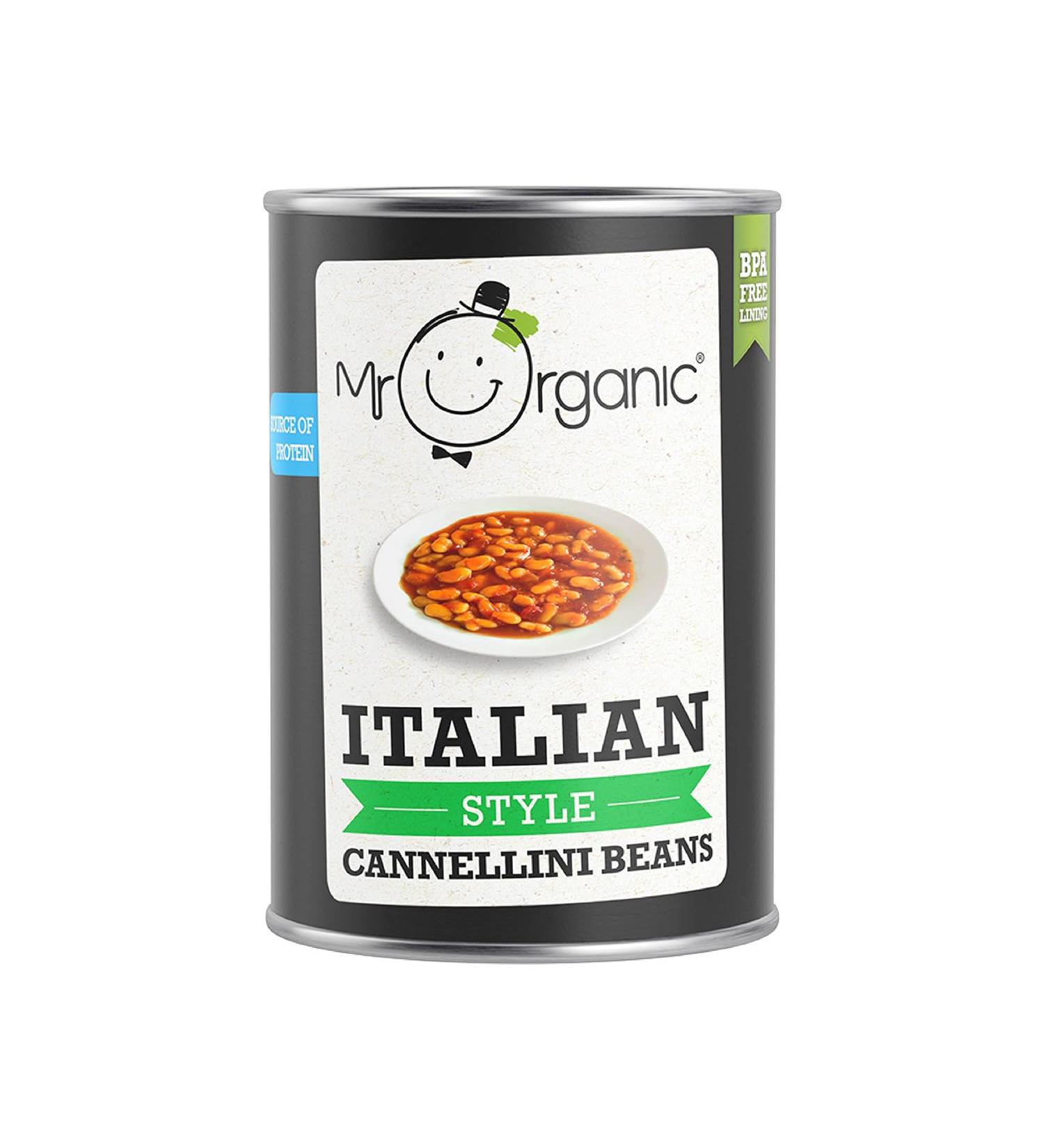 Mr Organic Italian Style Cannellini Beans - Italian Inspired Flavours - High Fibre - Vegan-Friendly - Creamy and Delicious - Ideal for Soups Salads and Stews - Pack of 12 - Buy Online on SooperMarket.com