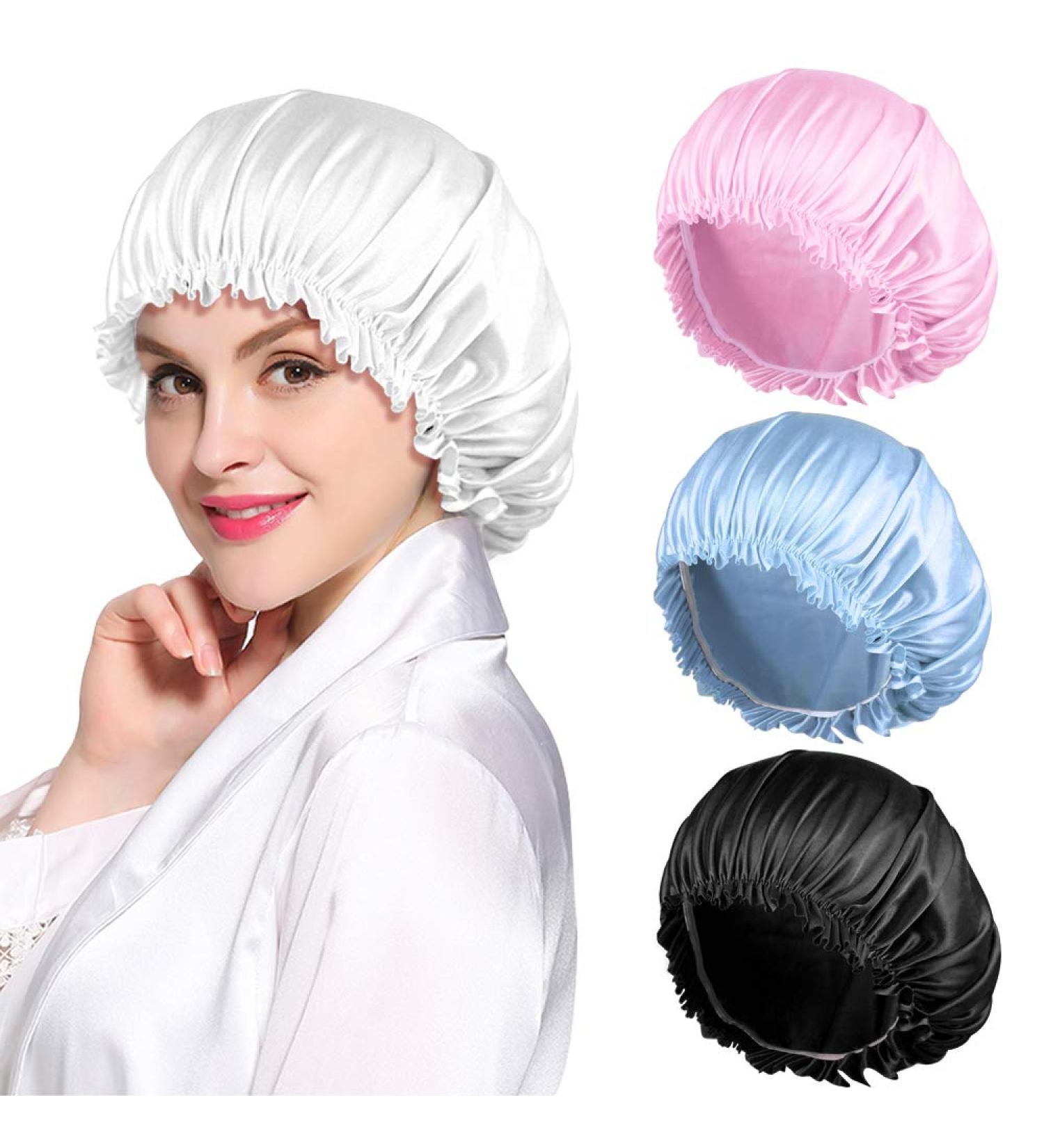 4PCS Silk Bonnet Set for Black Women - Satin Bonnets for Sleeping, Silk Sleep Cap for Curly Hair - Buy Online on SooperMarket.com
