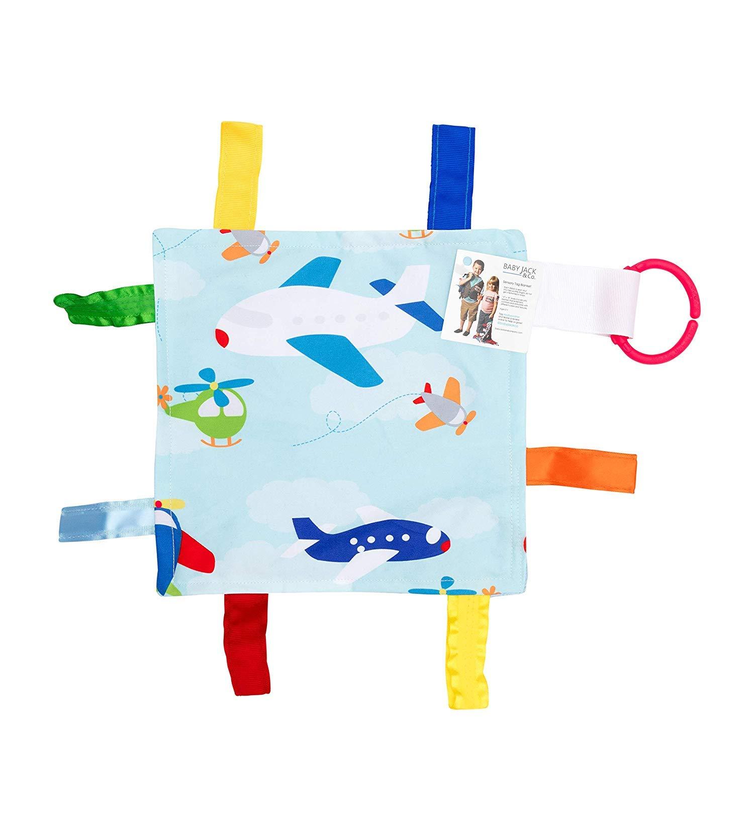 Baby Sensory Crinkle & Teething Square Lovey Toy 8X8 - Airplanes Design - Buy Online on SooperMarket.com