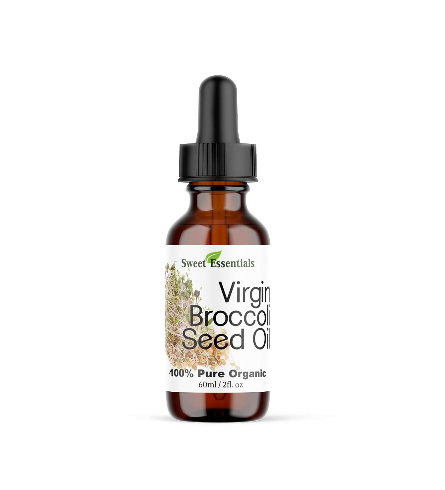 Sweet Essentials Organic Unrefined Broccoli Seed Oil - 100% Pure & Cold-Pressed - Natural Moisturizer for Skin Hair | 2oz Glass Bottle | Imported from Canada - Buy Online on SooperMarket.com