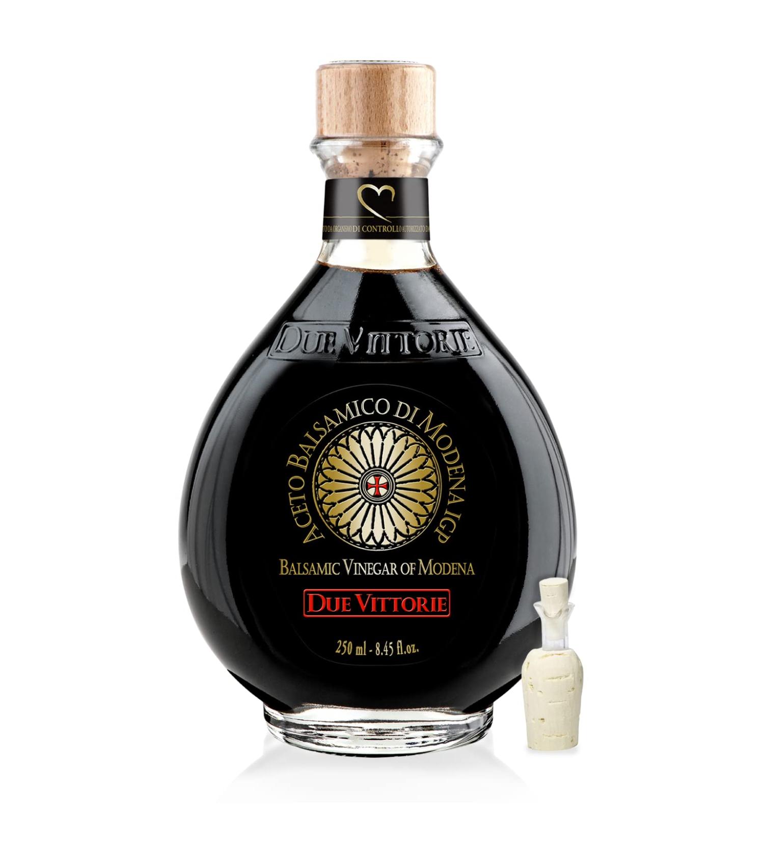 DOP Certified Due Vittorie Oro Gold Balsamic Vinegar of Modena 8.45fl oz with Cork Pourer - Pack of 1 - Buy Online on SooperMarket.com