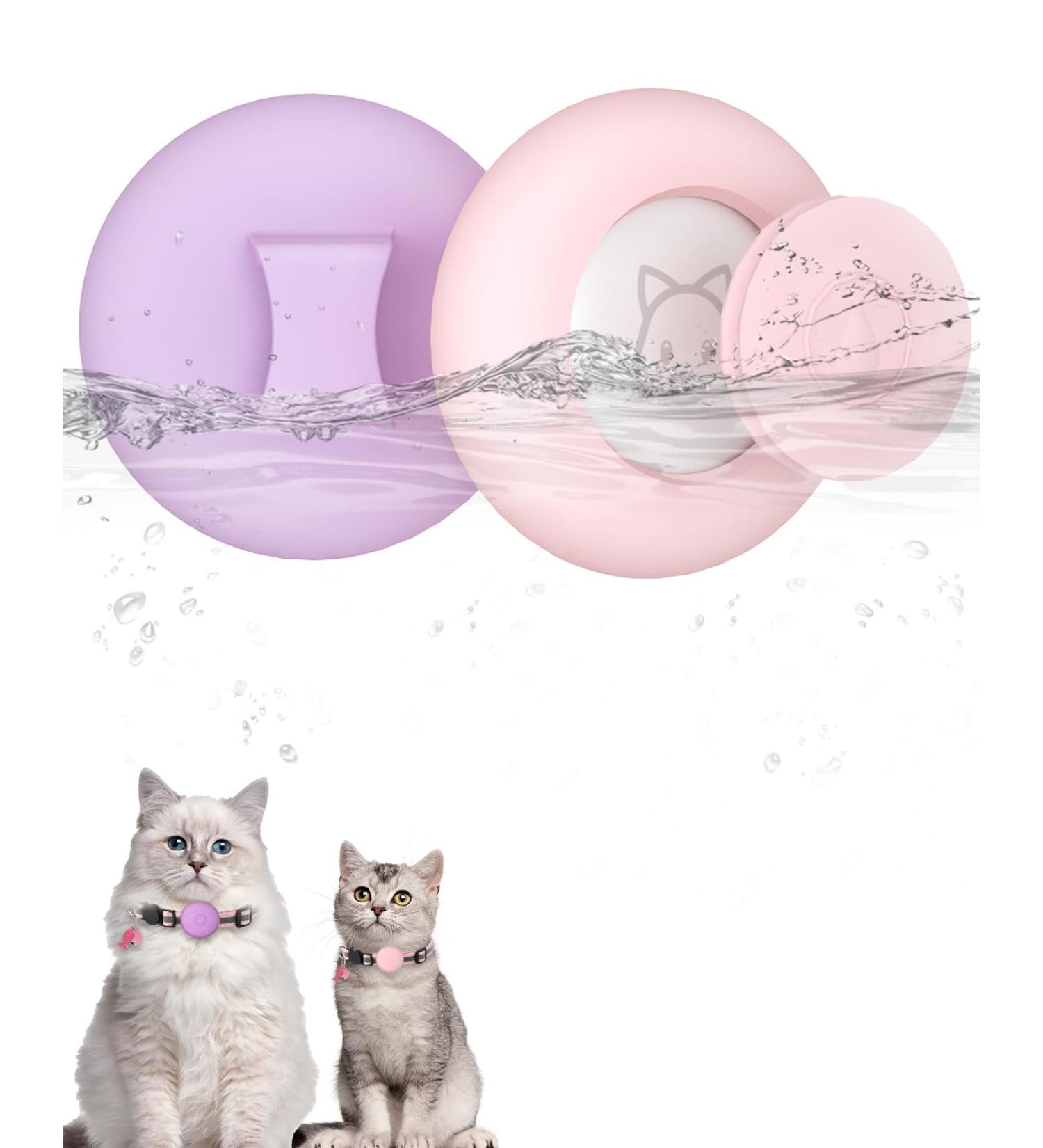 Simplethings Waterproof AirTag Dog Collar | Anti-Loss Silicone Cover for Cats & Dogs | Compatible with Apple AirTag | Pink & Purple S-12mm - Buy Online on SooperMarket.com