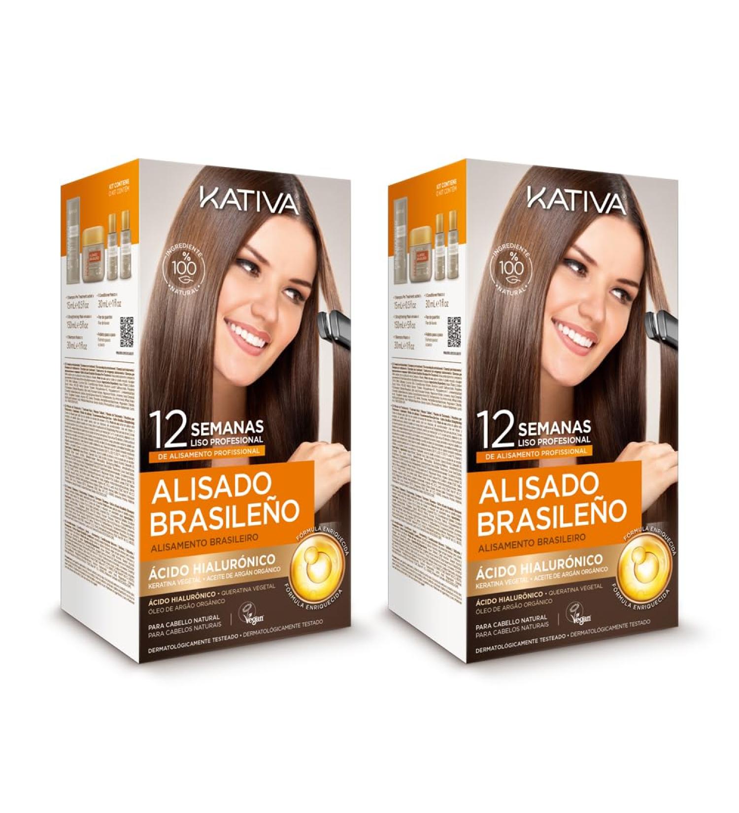Kativa Brazilian Smoothing - New Hyaluronic Acid Formula | Professional Vegan Hair Smoothing at Home | Up to 12 Weeks of Keratin Treatment - Buy Online on SooperMarket.com